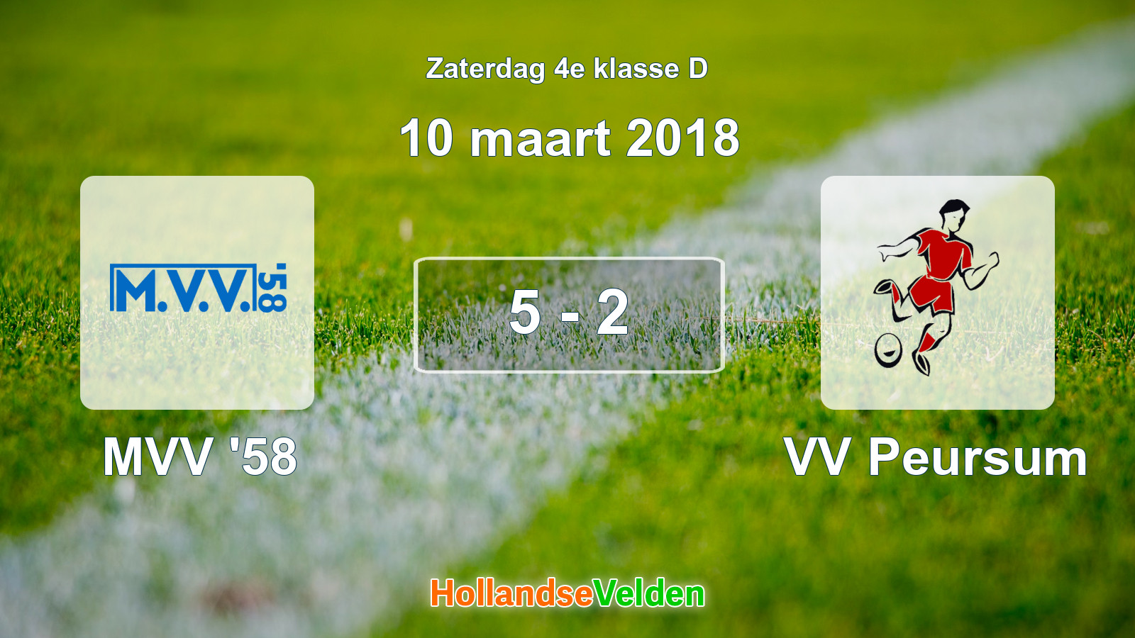Gespeelde wedstrijd: MVV '58 - VV Peursum 5 - 2 (10 maart 2018)