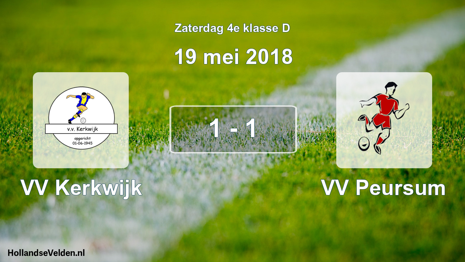 Gespeelde wedstrijd: VV Kerkwijk - VV Peursum 1 - 1 (19 mei 2018)