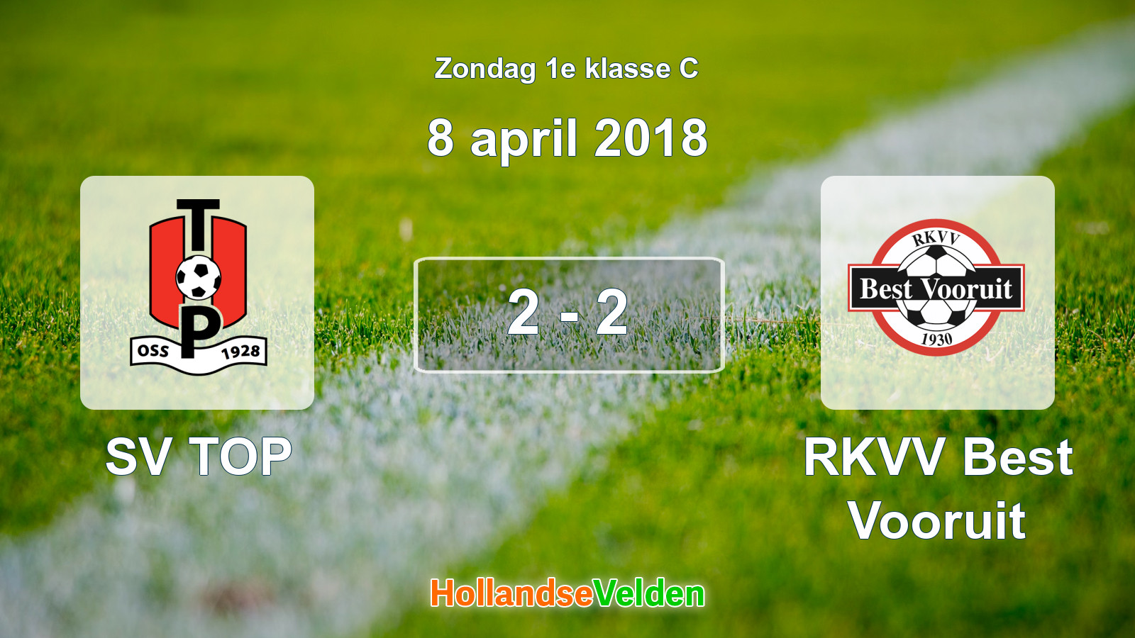 Gespeelde wedstrijd: SV TOP - RKVV Best Vooruit 2 - 2 (8 april 2018)