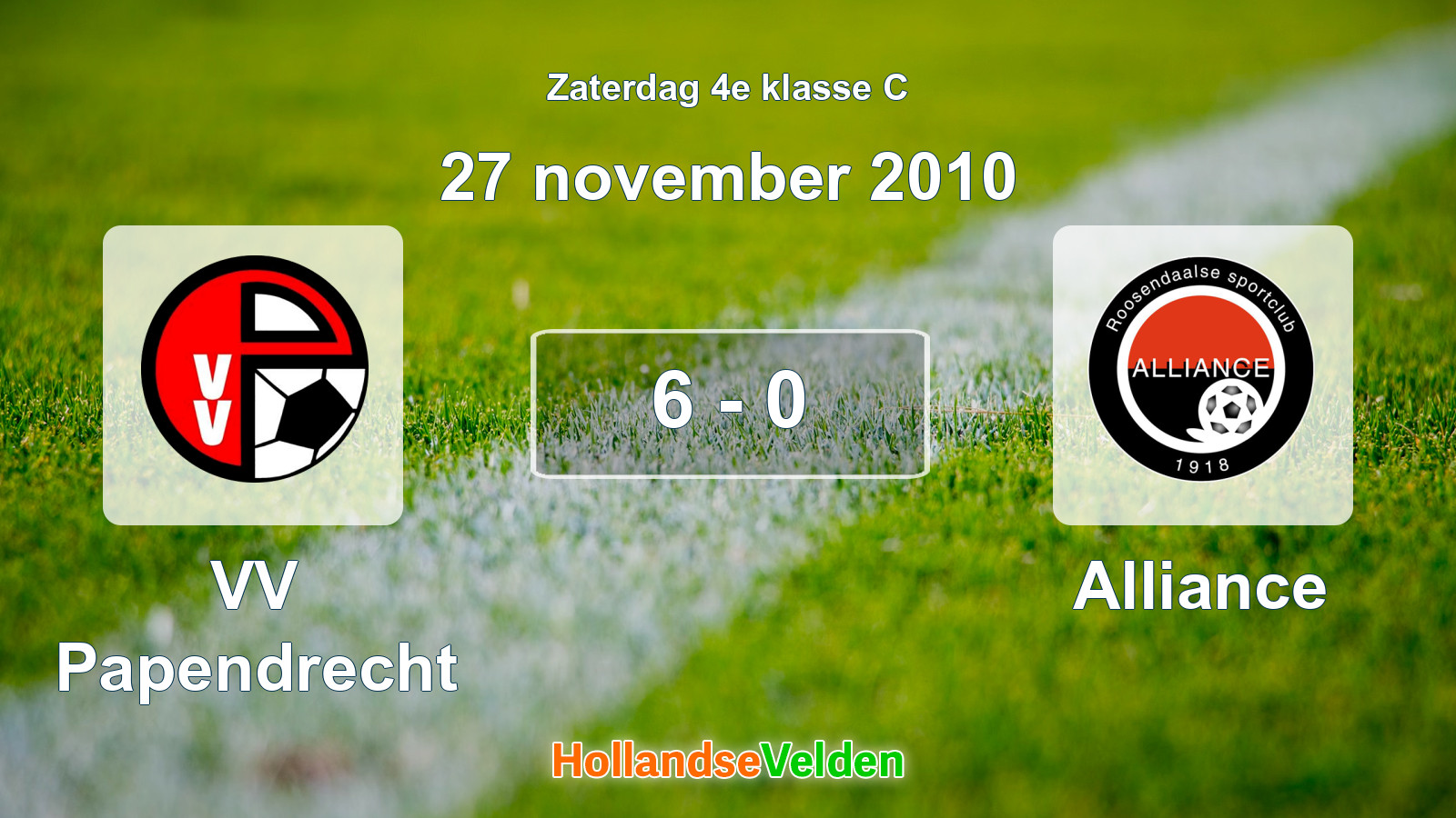 Gespeelde wedstrijd: VV Papendrecht - Alliance 6 - 0 (27 november 2010)