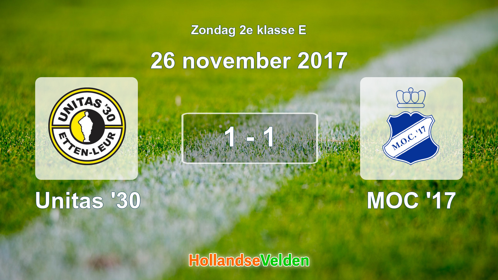 Gespeelde wedstrijd: Unitas '30 - MOC '17 1 - 1 (26 november 2017)