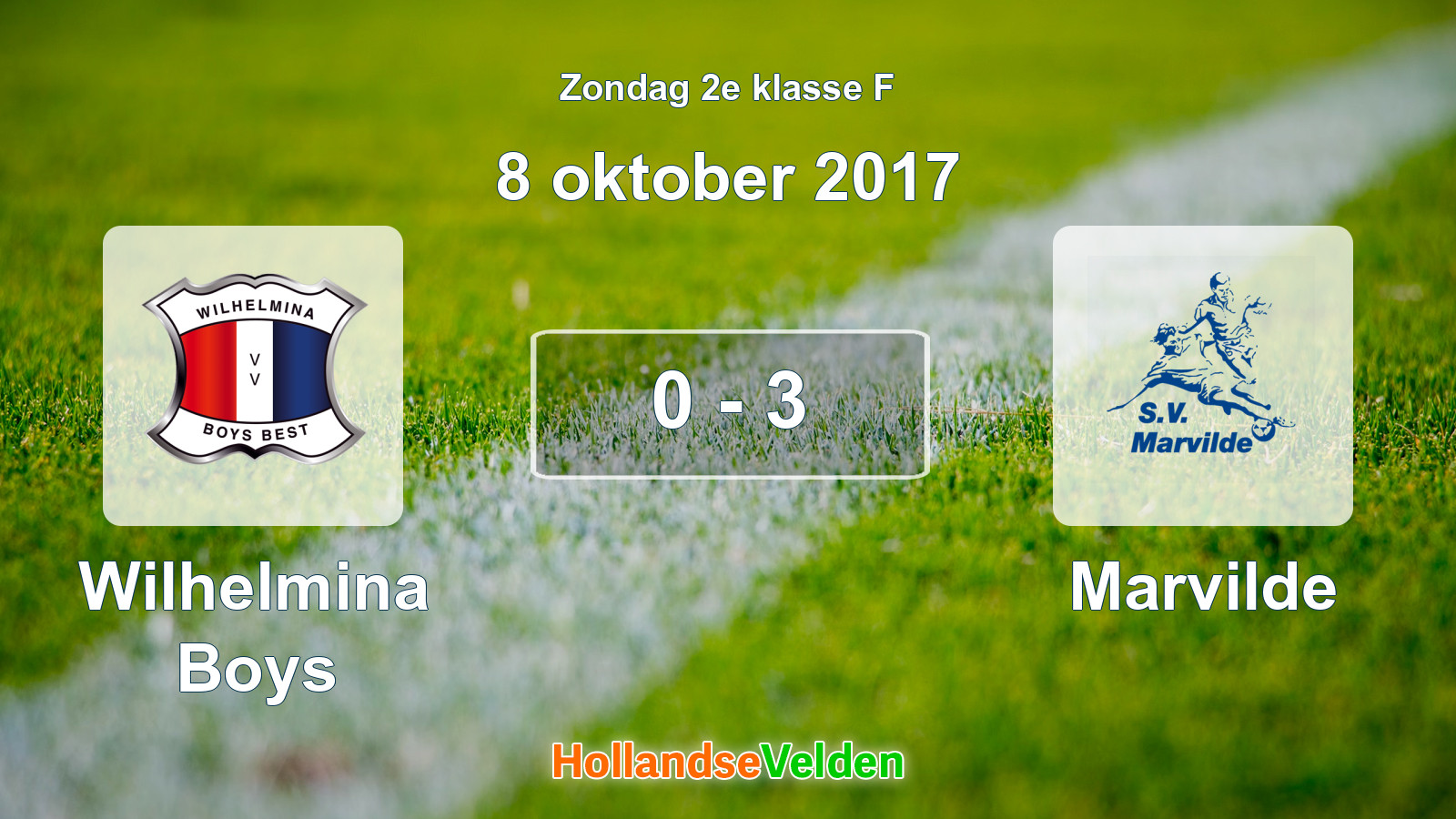 Gespeelde wedstrijd: Wilhelmina Boys - Marvilde 0 - 3 (8 oktober 2017)