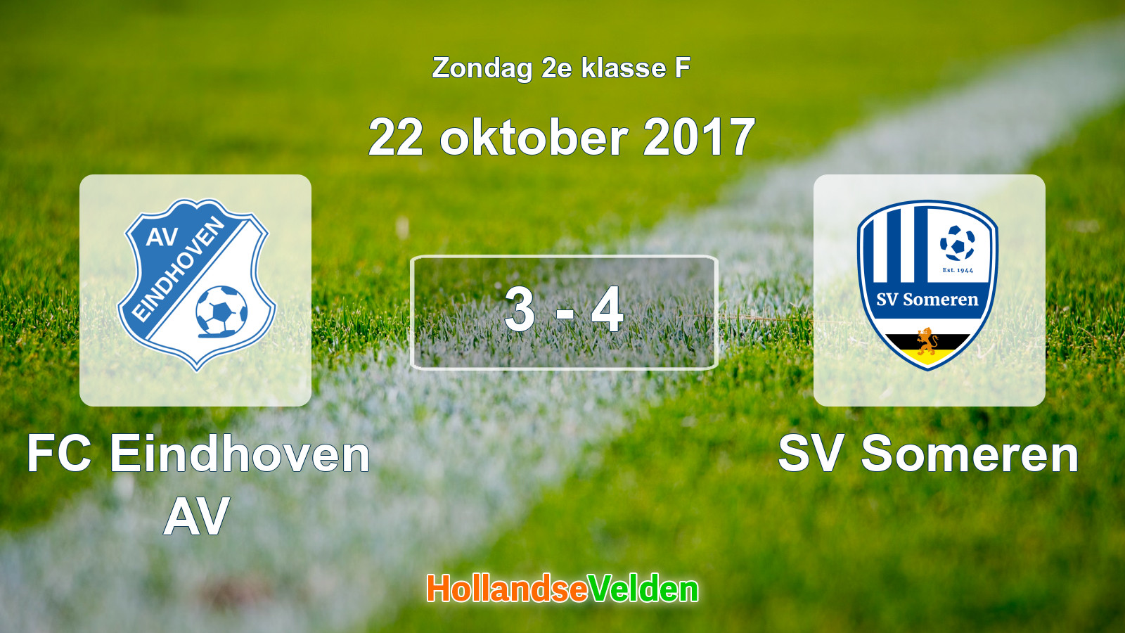 Gespeelde wedstrijd: FC Eindhoven AV - SV Someren 3 - 4 (22 oktober 2017)