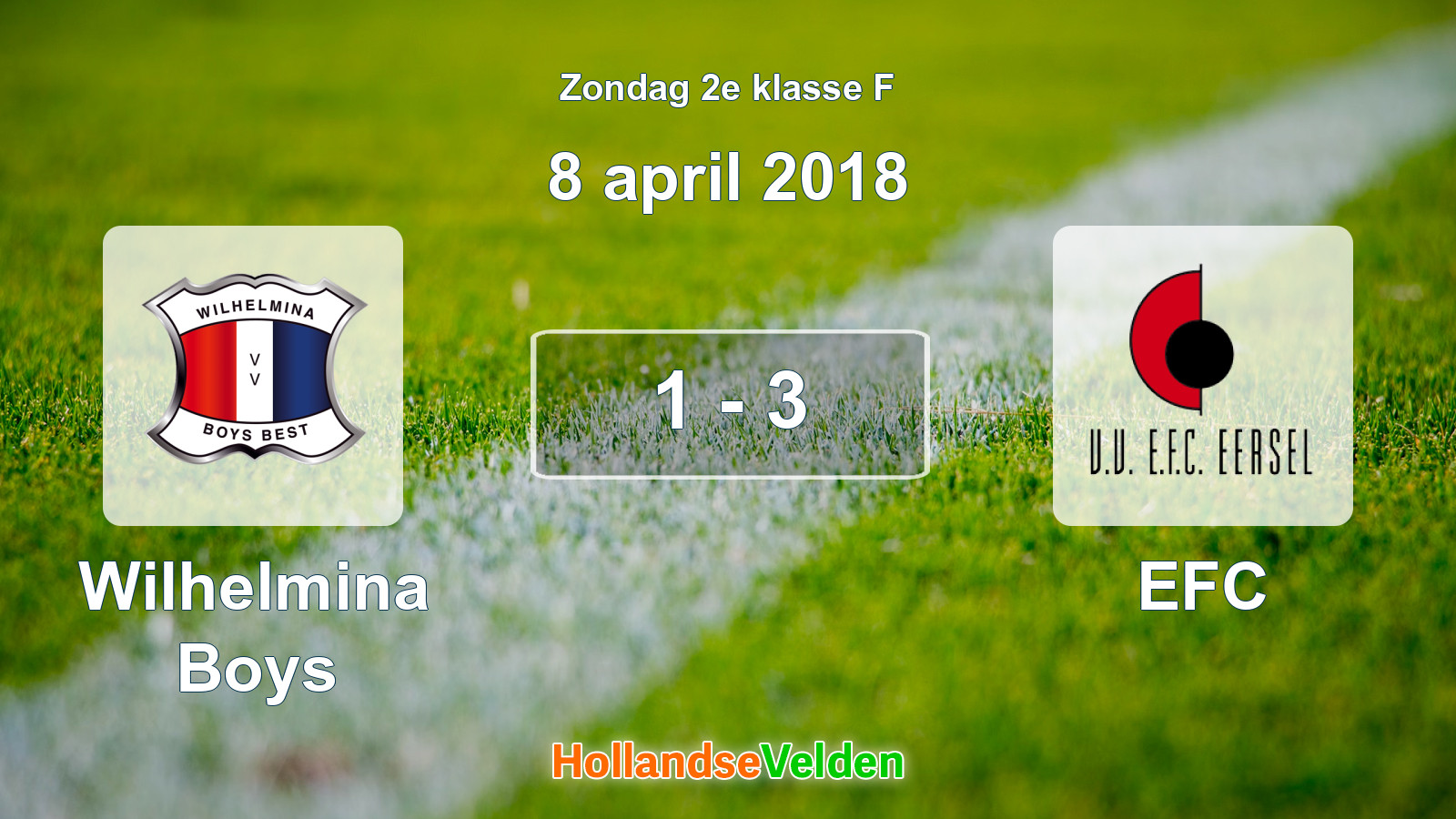 Gespeelde wedstrijd: Wilhelmina Boys - EFC 1 - 3 (8 april 2018)