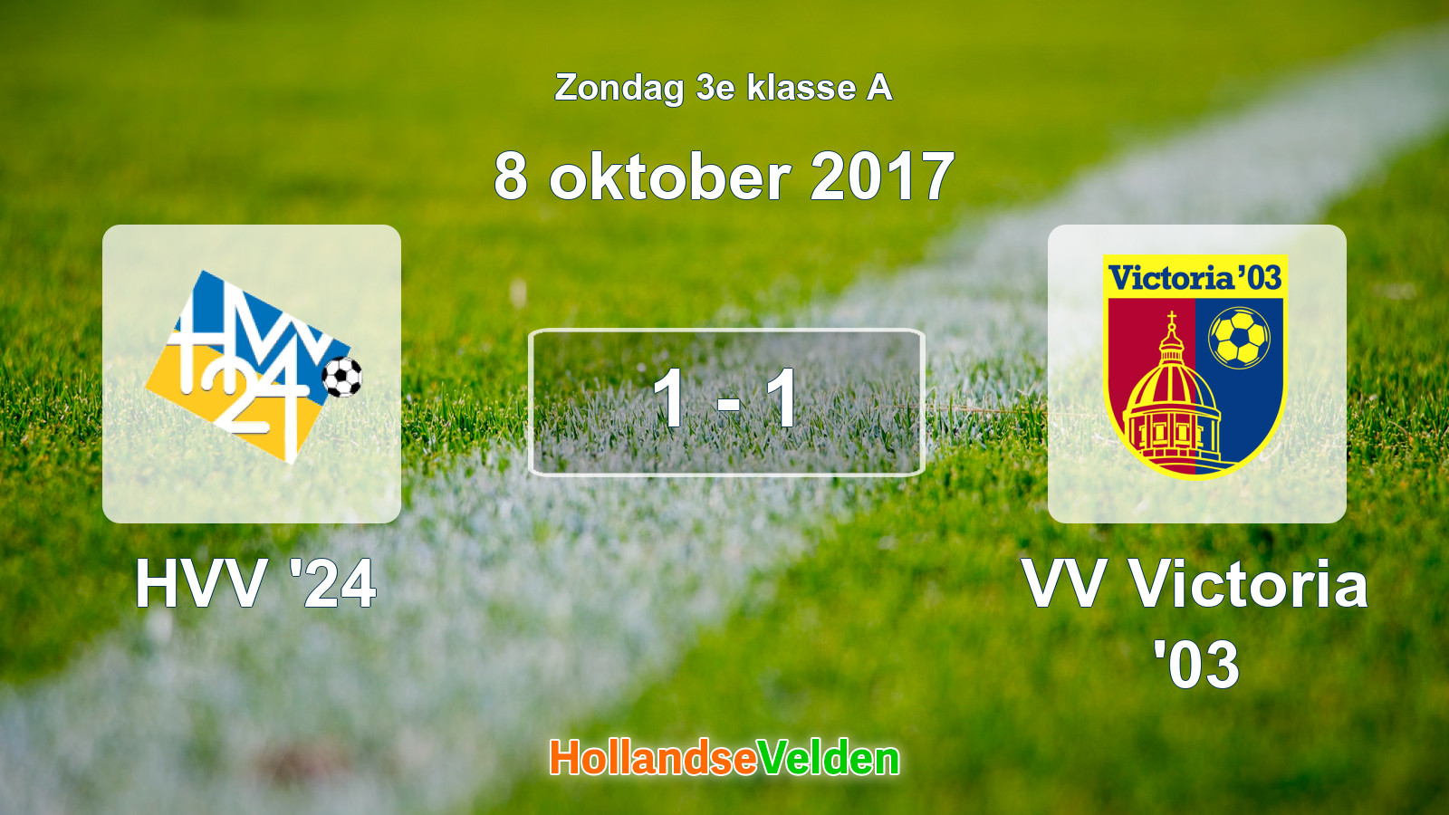 Gespeelde wedstrijd: HVV '24 - VV Victoria '03 1 - 1 (8 oktober 2017)