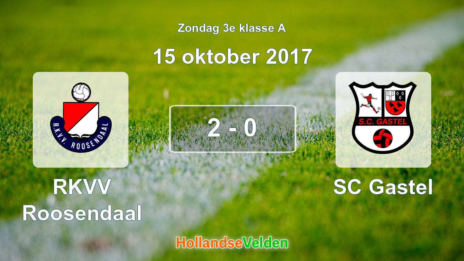 Gespeelde wedstrijd: RKVV Roosendaal - SC Gastel 2 - 0 (15 oktober 2017)