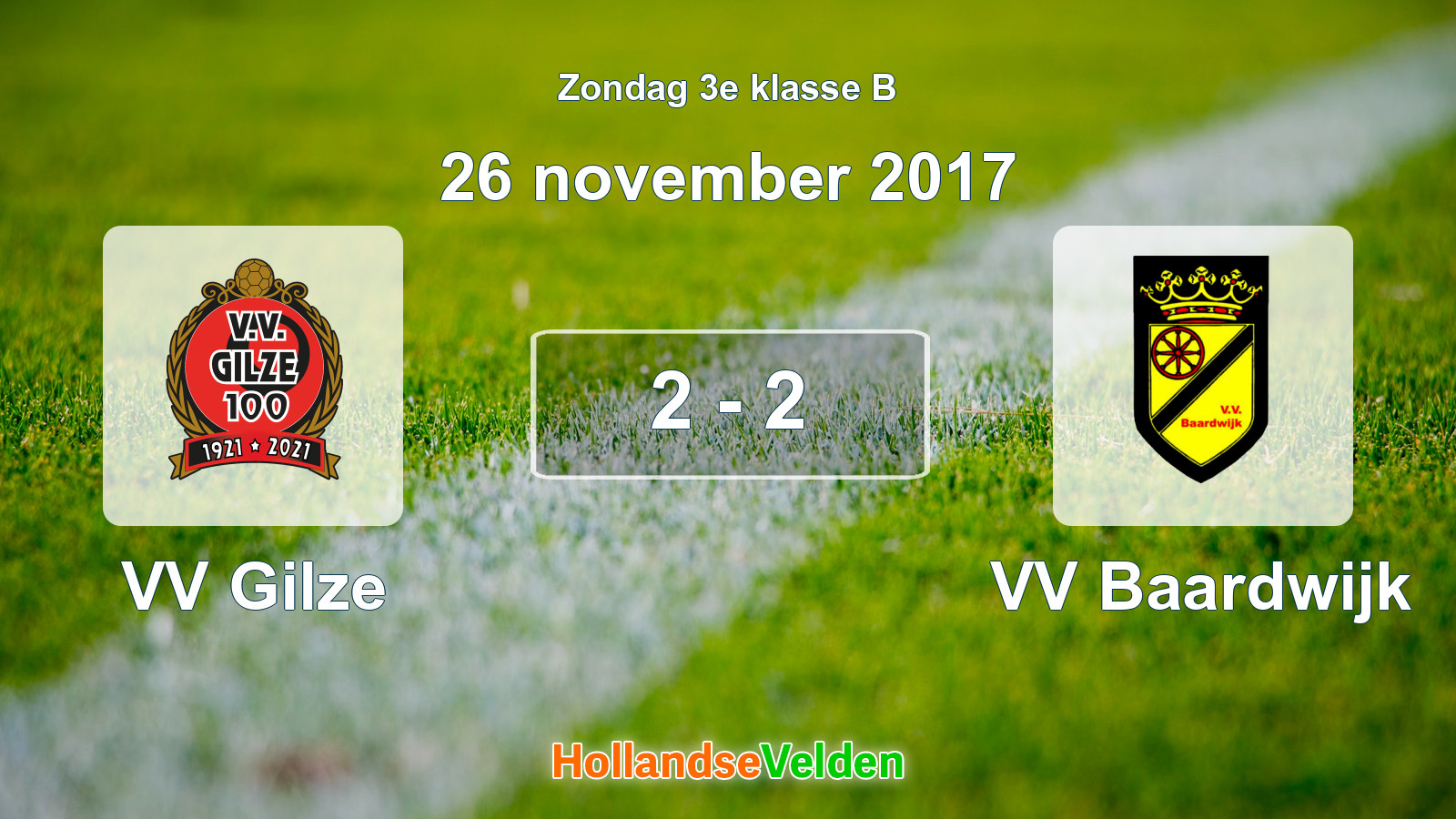 Gespeelde wedstrijd: VV Gilze - VV Baardwijk 2 - 2 (26 november 2017)