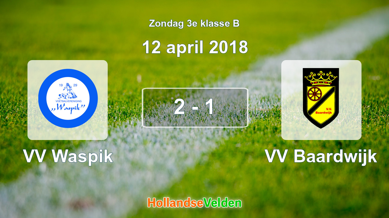 Gespeelde wedstrijd: VV Waspik - VV Baardwijk 2 - 1 (12 april 2018)