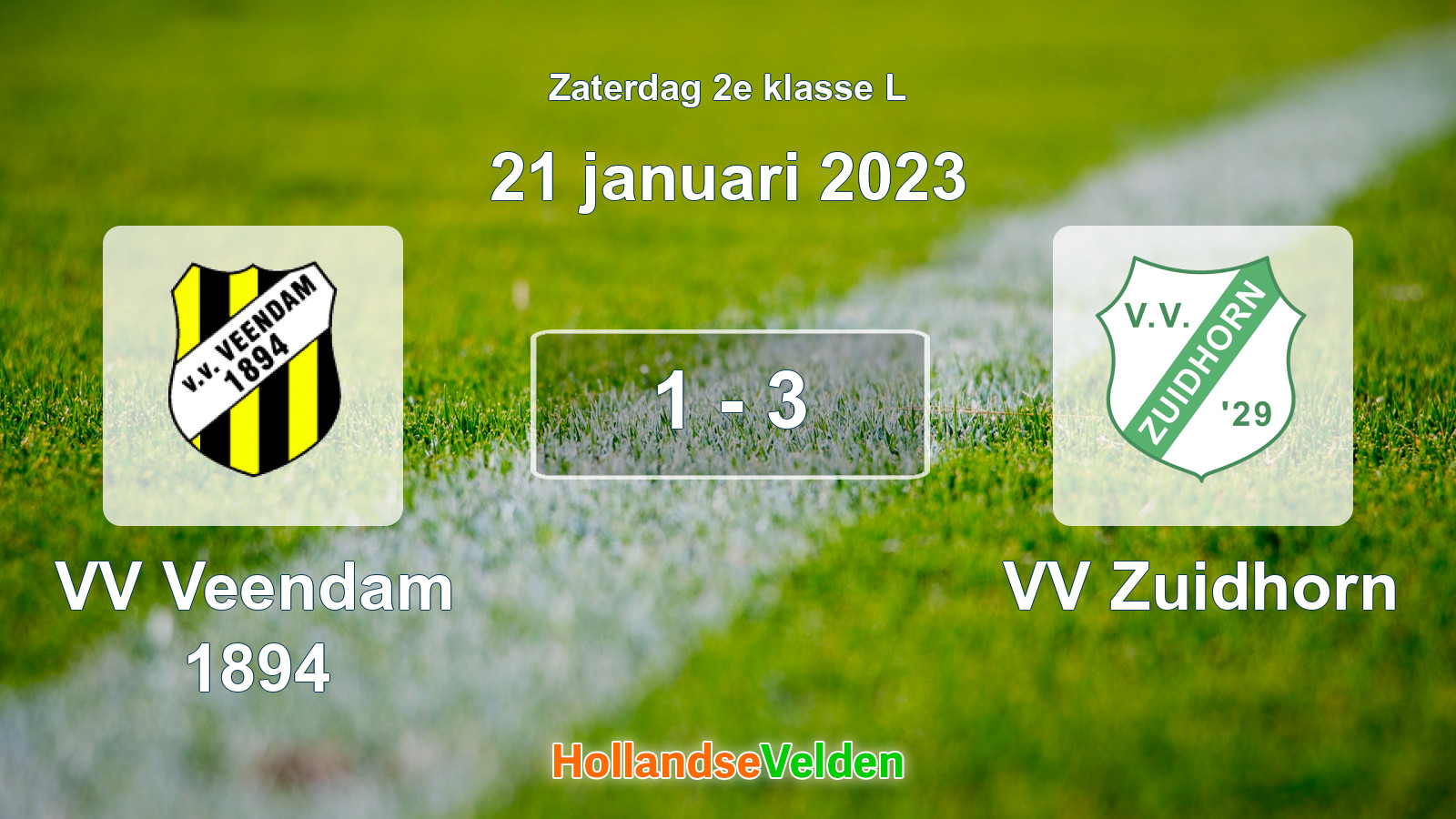 Gespeelde wedstrijd: VV Veendam 1894 - VV Zuidhorn 1 - 3 (21 januari 2023)