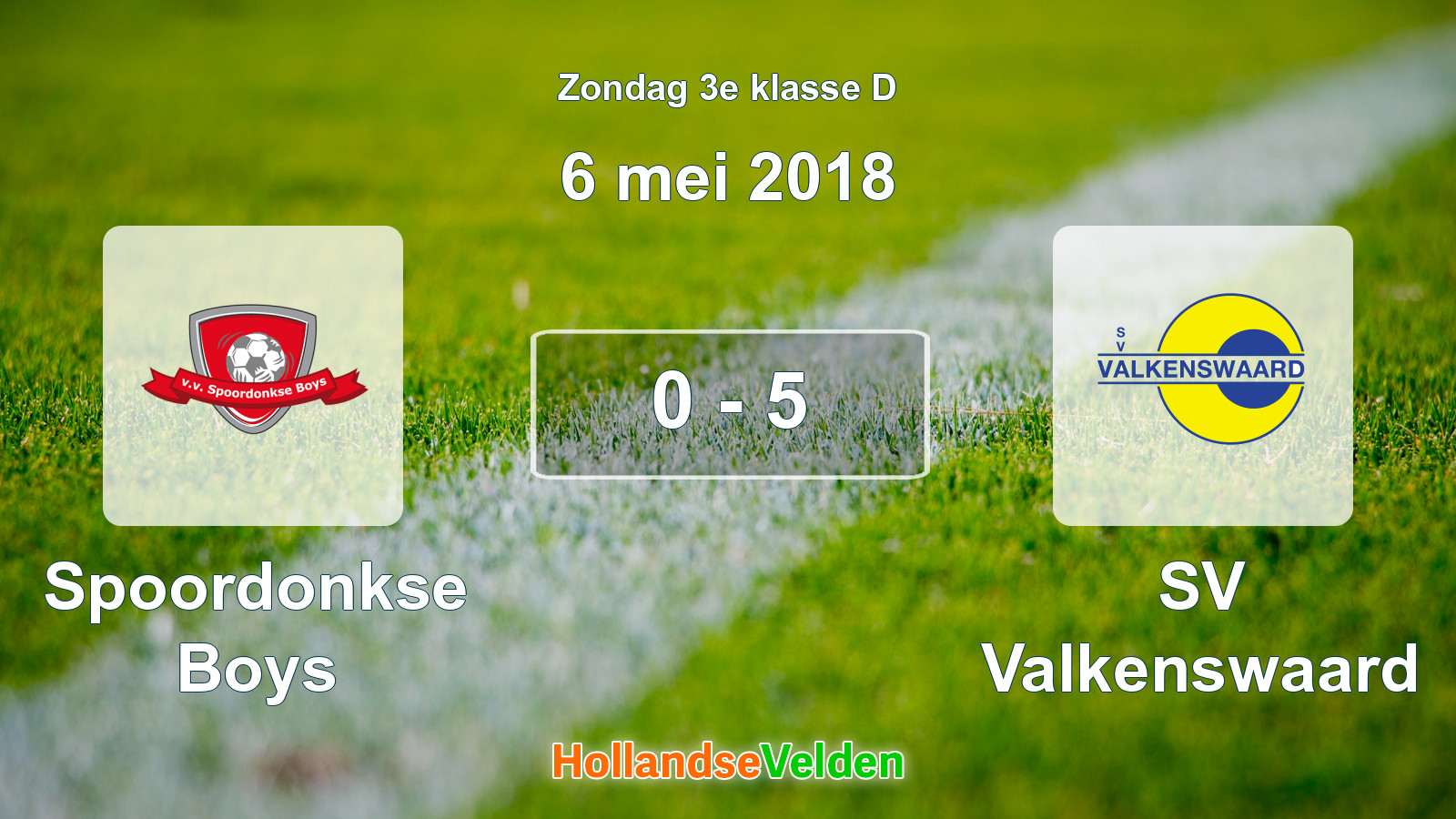 Gespeelde wedstrijd: Spoordonkse Boys - SV Valkenswaard 0 - 5 (6 mei 2018)