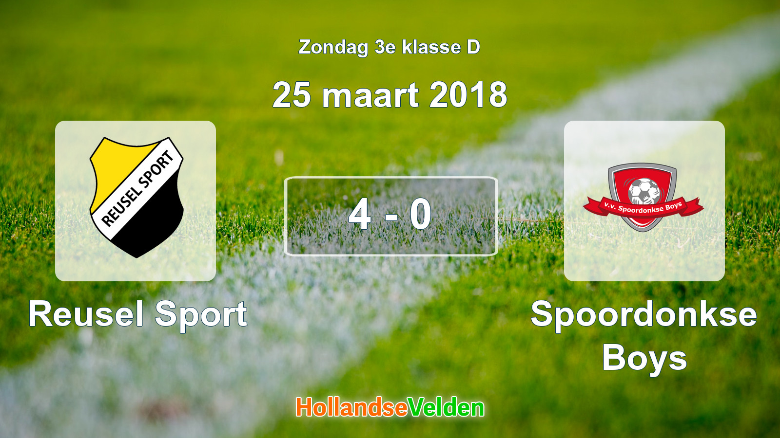 Gespeelde wedstrijd: Reusel Sport - Spoordonkse Boys 4 - 0 (25 maart 2018)