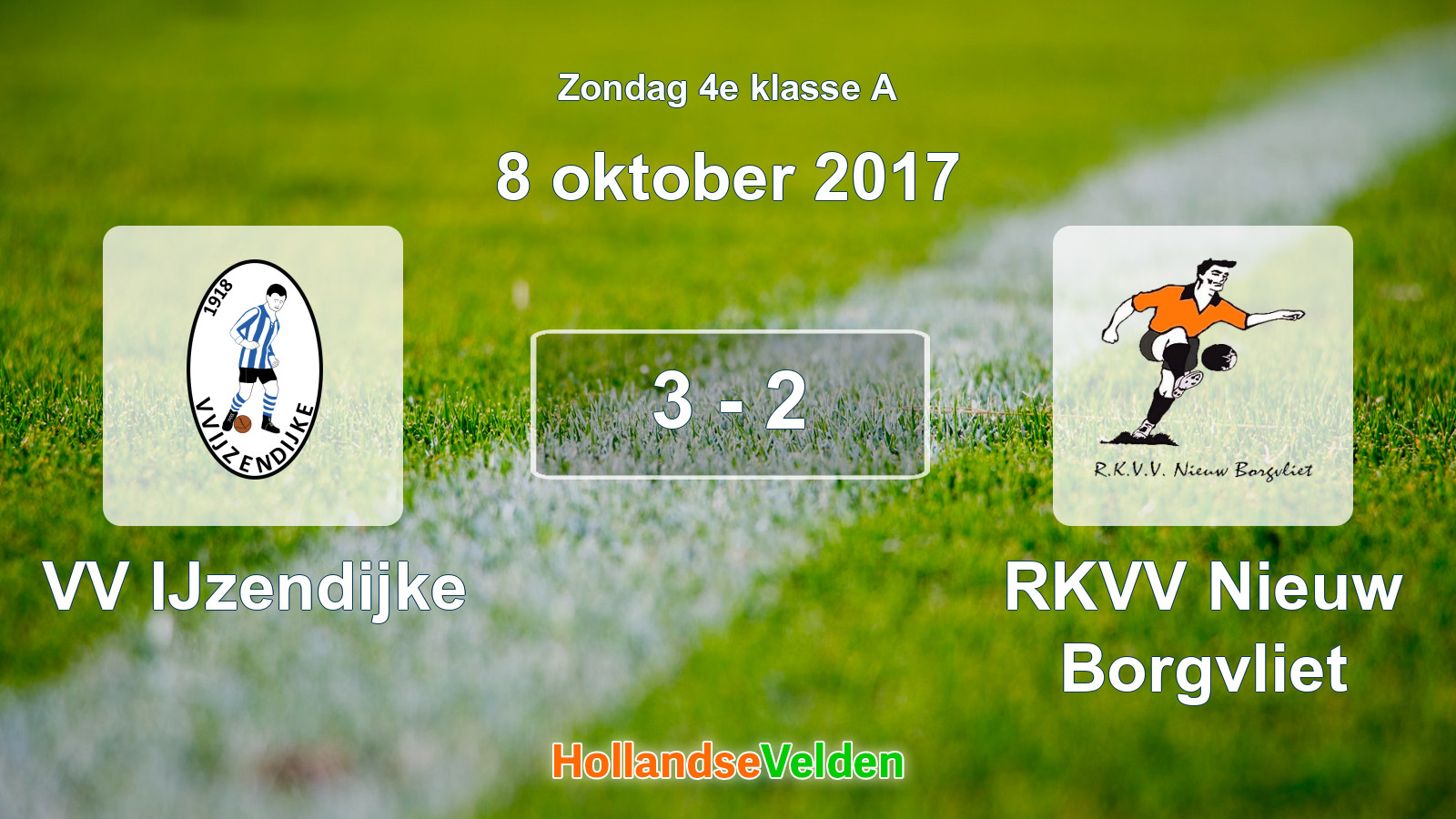 Gespeelde wedstrijd: VV IJzendijke - RKVV Nieuw Borgvliet 3 - 2 (8 oktober 2017)
