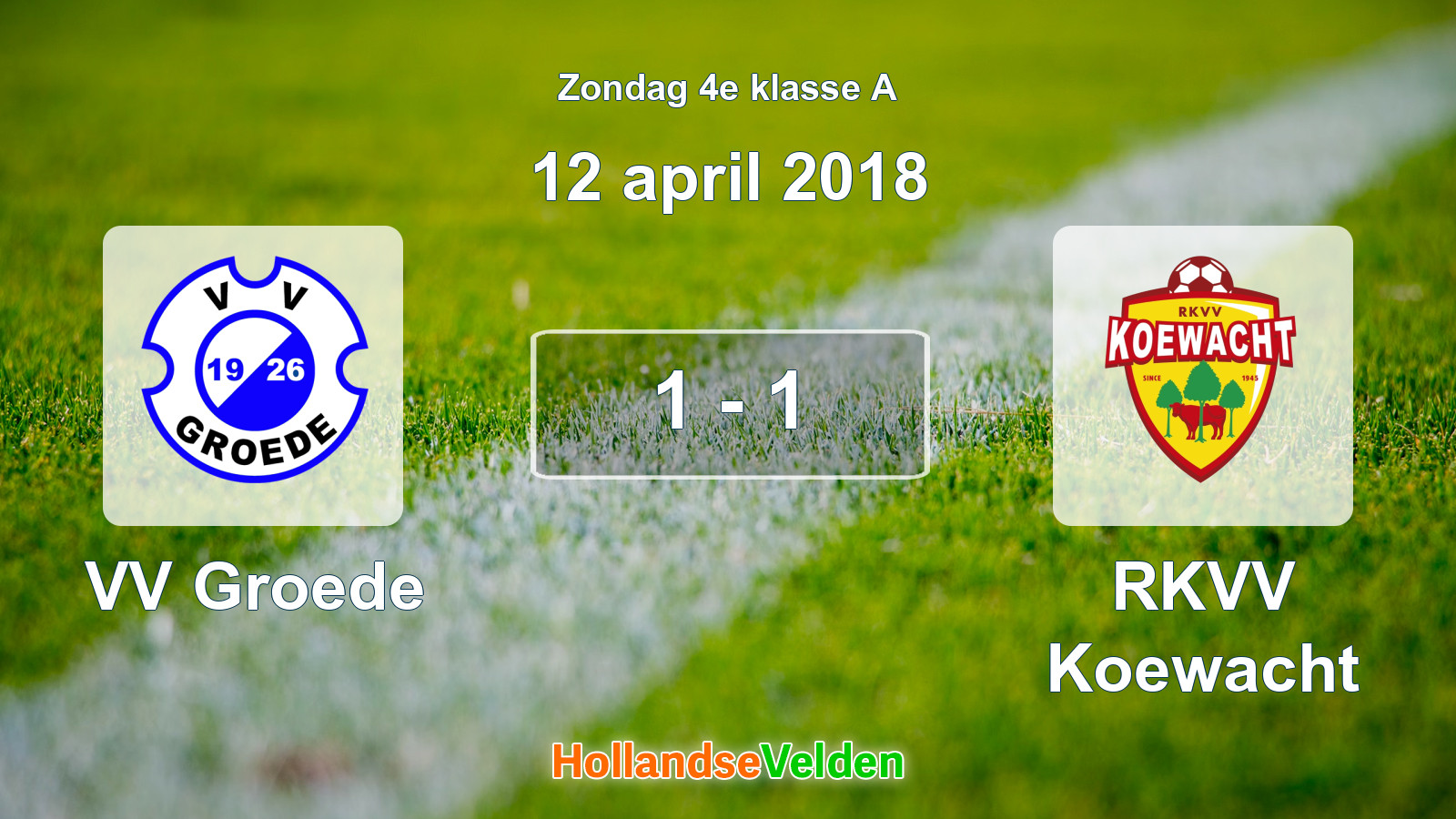 Gespeelde wedstrijd: VV Groede - RKVV Koewacht 1 - 1 (12 april 2018)