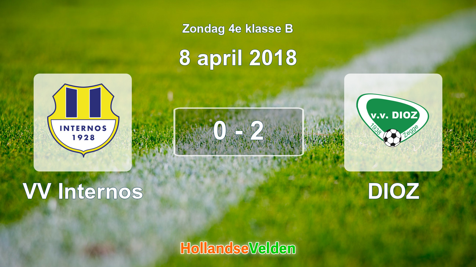 Gespeelde wedstrijd: VV Internos - DIOZ 0 - 2 (8 april 2018)
