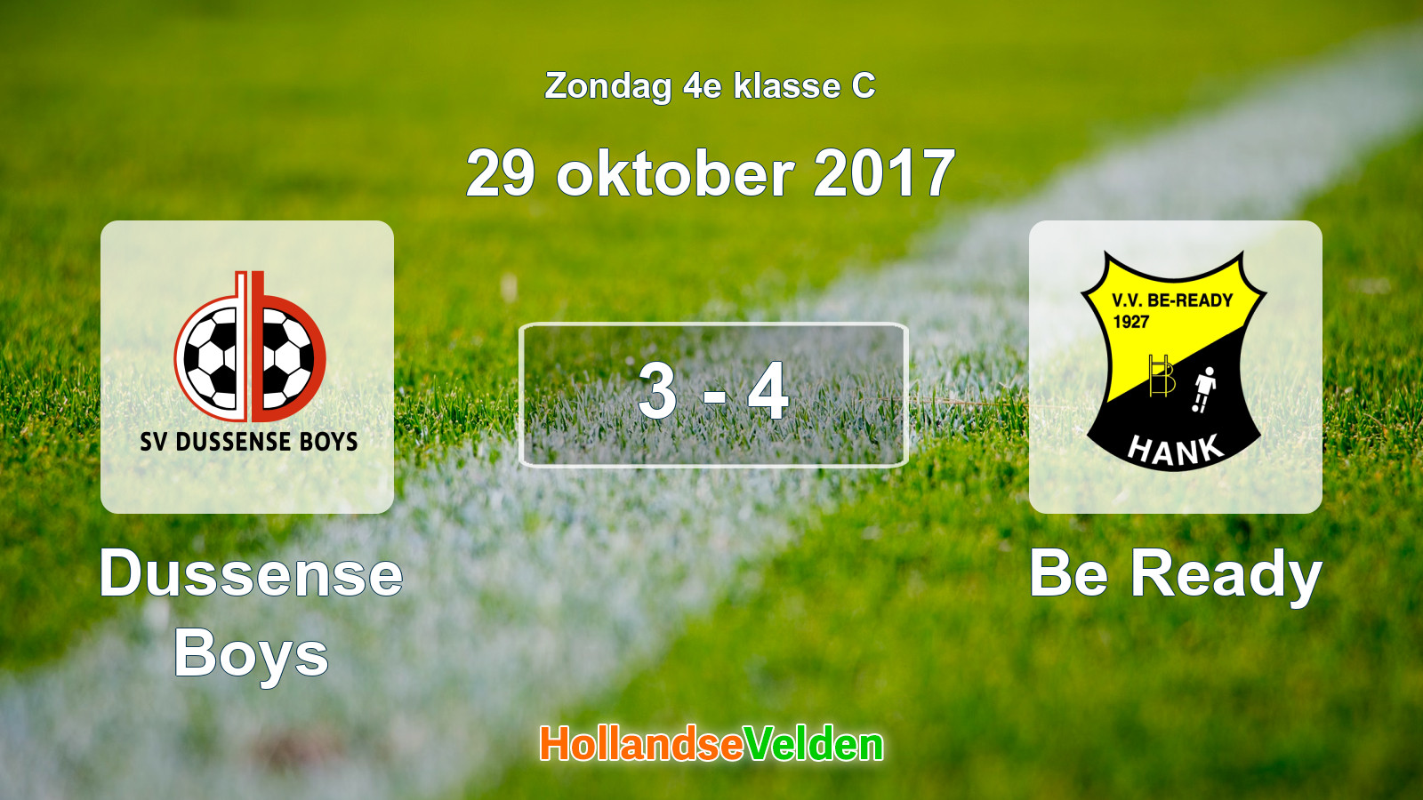 Gespeelde wedstrijd: Dussense Boys - Be Ready 3 - 4 (29 oktober 2017)