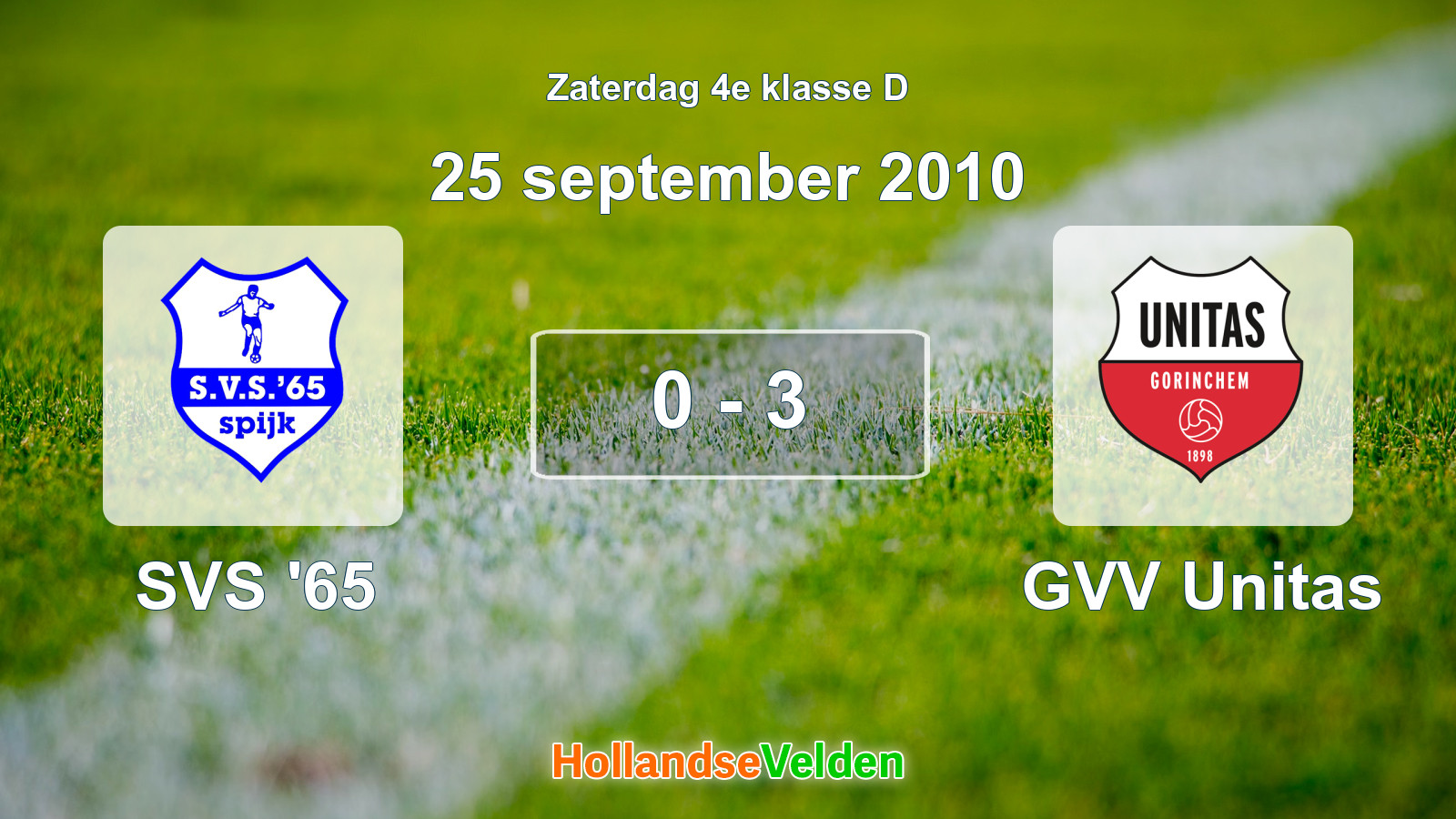 Gespeelde wedstrijd: SVS '65 - GVV Unitas 0 - 3 (25 september 2010)
