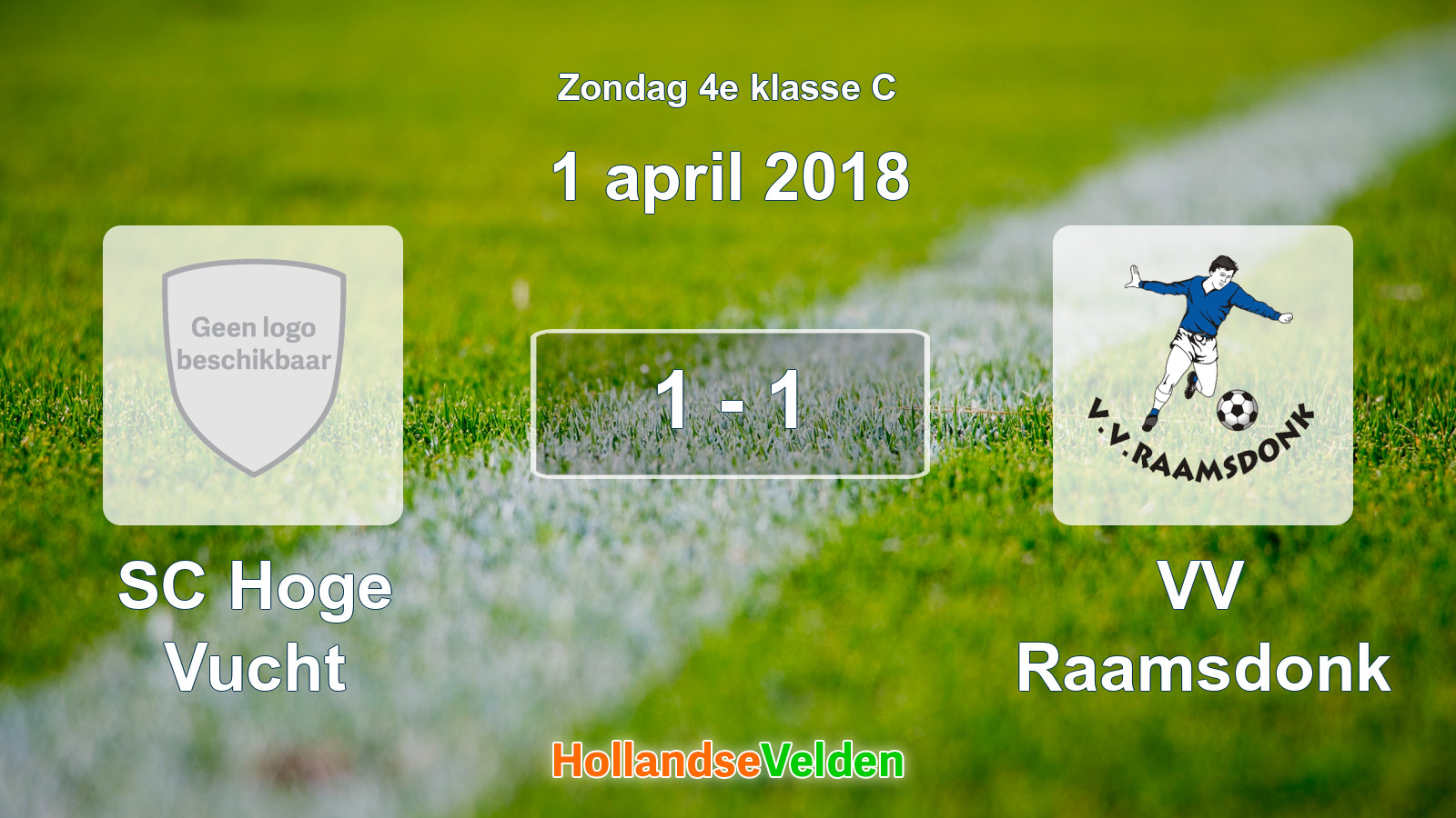 Gespeelde wedstrijd: SC Hoge Vucht - VV Raamsdonk 1 - 1 (1 april 2018)