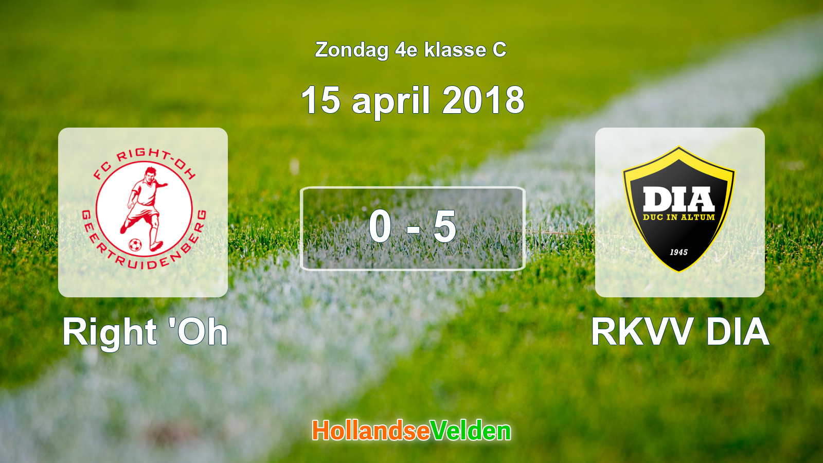 Gespeelde wedstrijd: Right 'Oh - RKVV DIA 0 - 5 (15 april 2018)