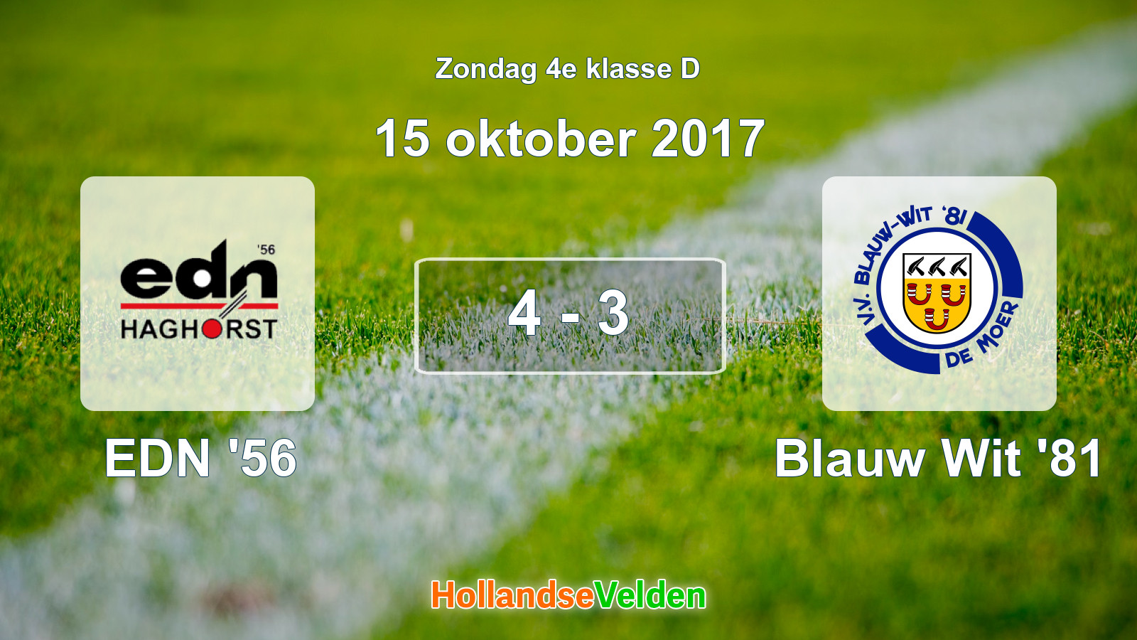 Gespeelde wedstrijd: EDN '56 - Blauw Wit '81 4 - 3 (15 oktober 2017)