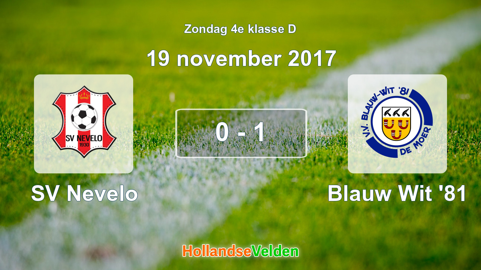 Gespeelde wedstrijd: SV Nevelo - Blauw Wit '81 0 - 1 (19 november 2017)