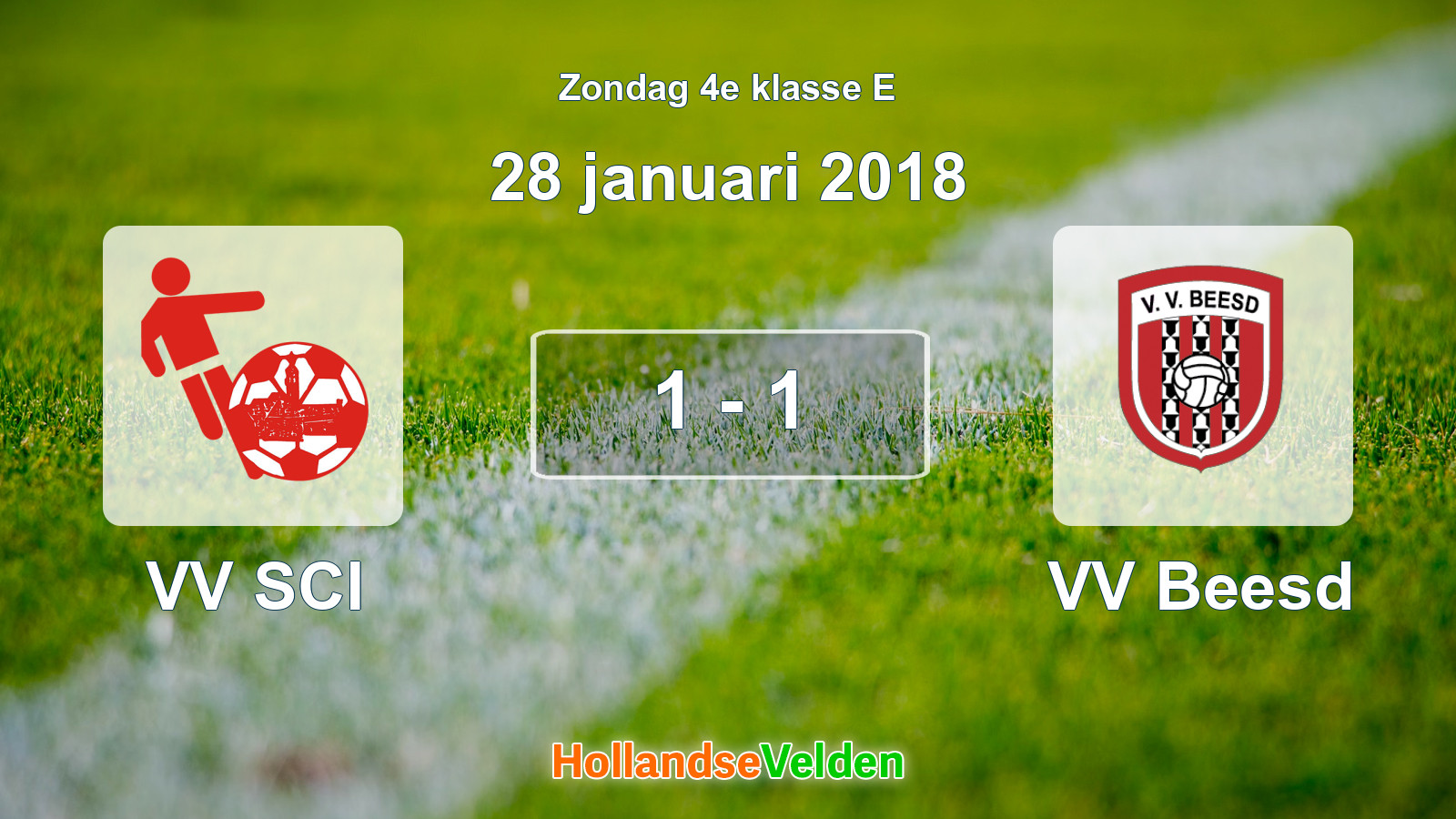 Gespeelde wedstrijd: VV SCI - VV Beesd 1 - 1 (28 januari 2018)