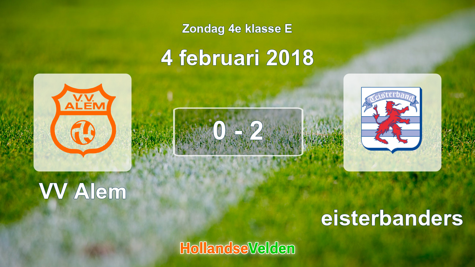 Gespeelde wedstrijd: VV Alem - Teisterbanders 0 - 2 (4 februari 2018)