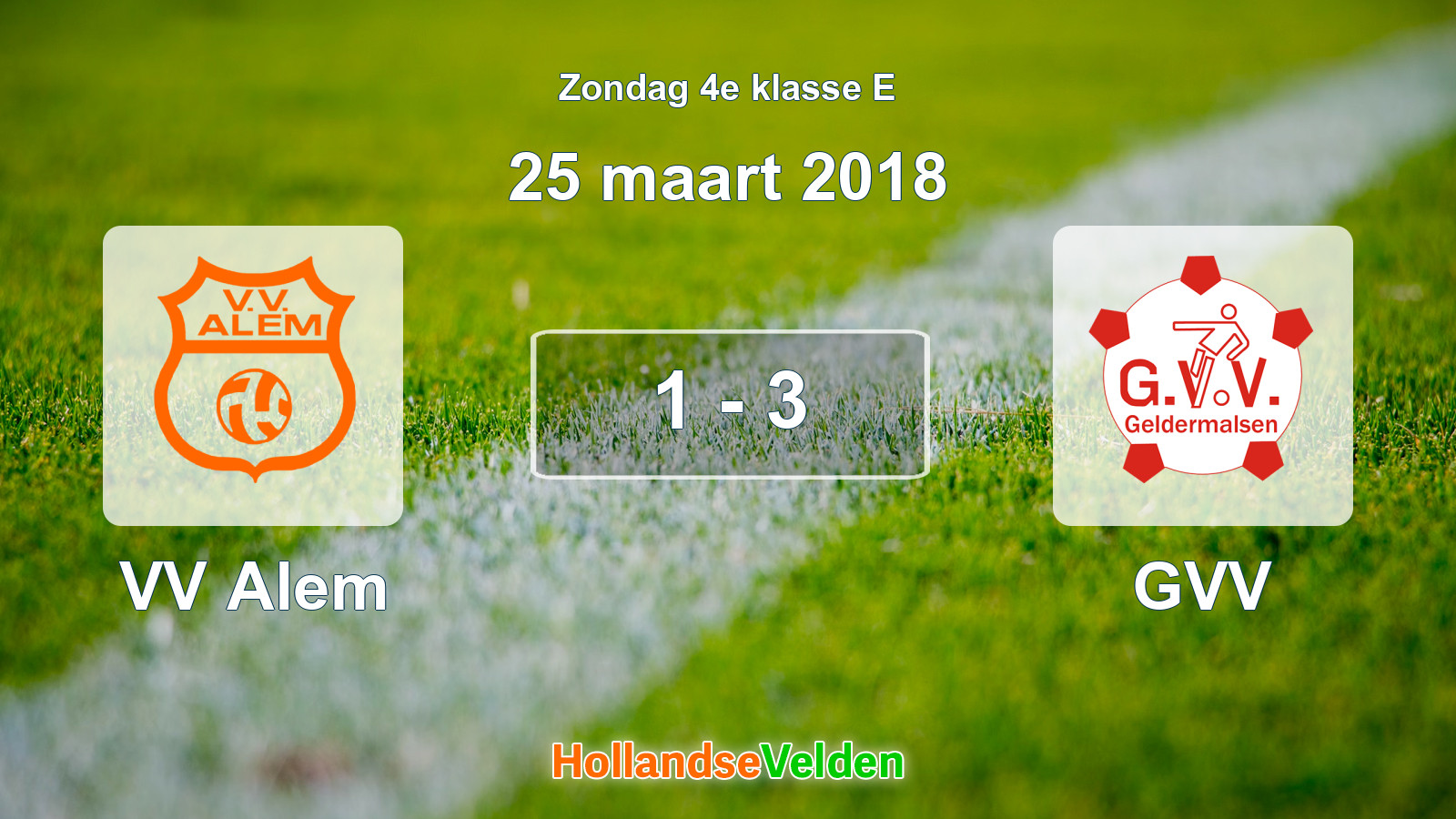 Gespeelde wedstrijd: VV Alem - GVV 1 - 3 (25 maart 2018)