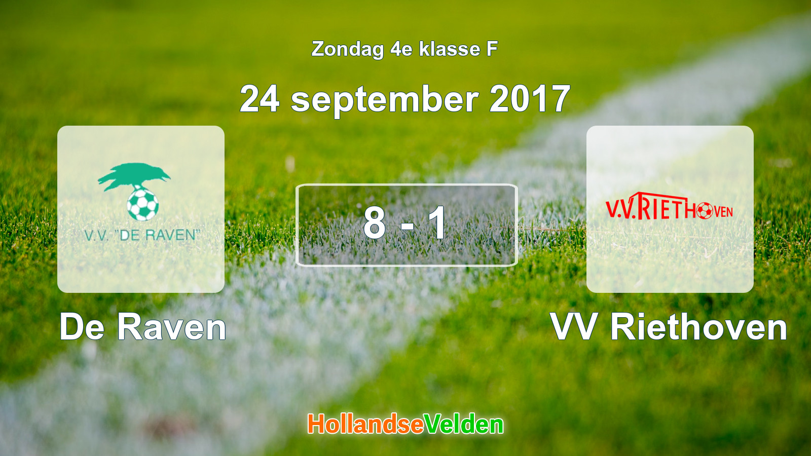 Gespeelde wedstrijd: De Raven - VV Riethoven 8 - 1 (24 september 2017)