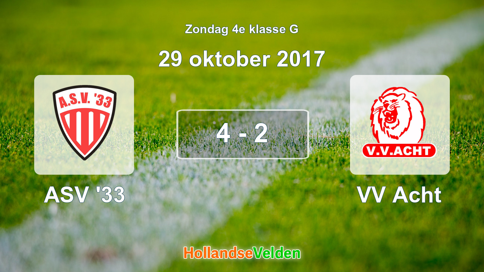 Gespeelde wedstrijd: ASV '33 - VV Acht 4 - 2 (29 oktober 2017)