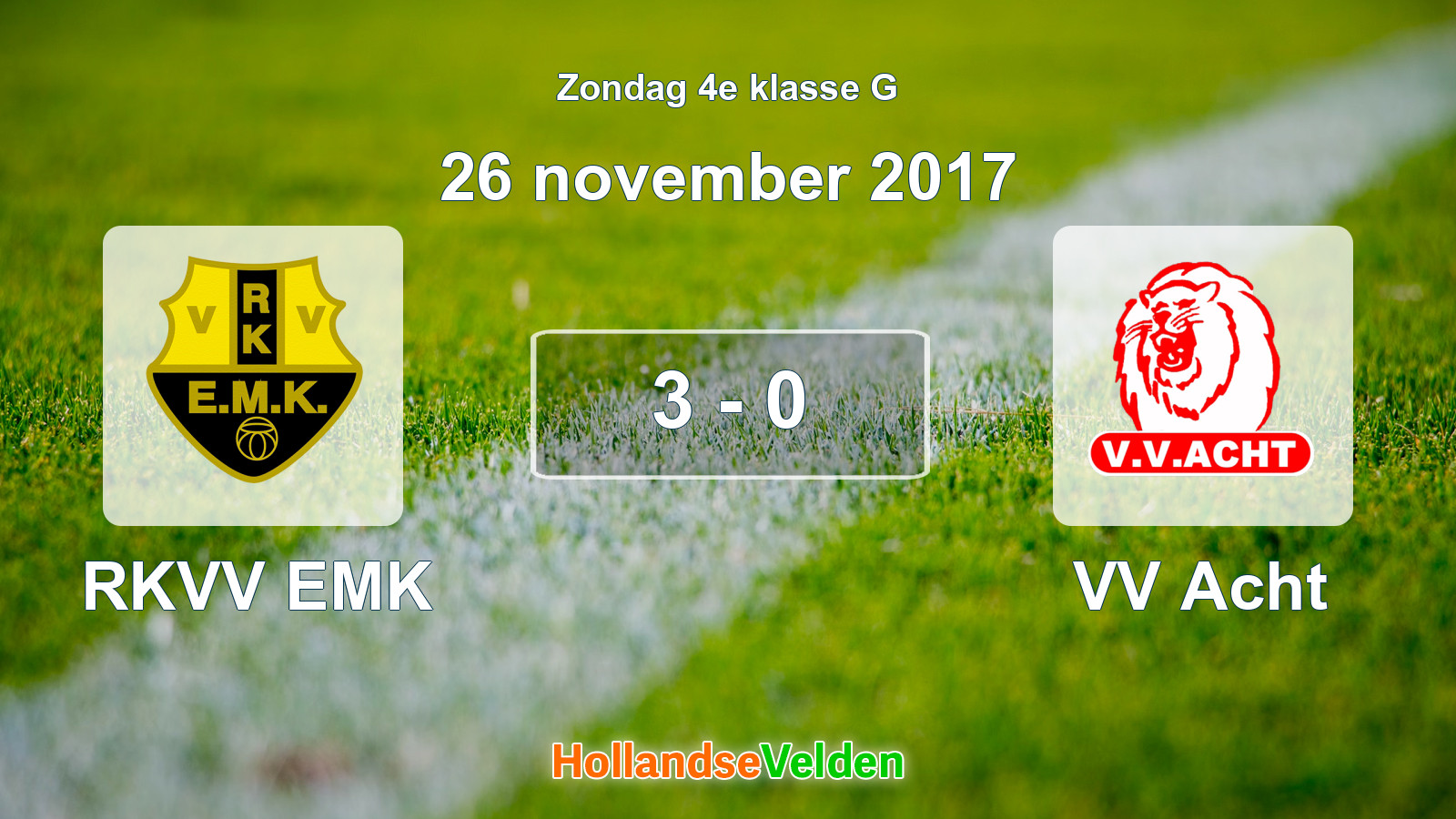 Gespeelde wedstrijd: RKVV EMK - VV Acht 3 - 0 (26 november 2017)