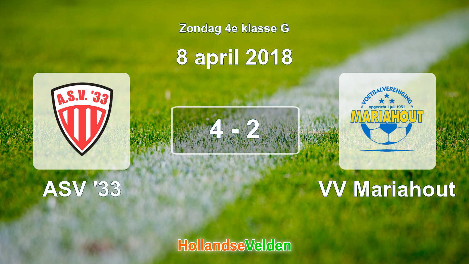 Gespeelde wedstrijd: ASV '33 - VV Mariahout 4 - 2 (8 april 2018)