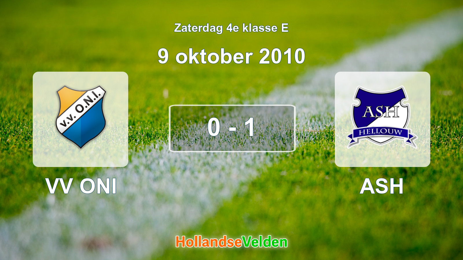 Gespeelde wedstrijd: VV ONI - ASH 0 - 1 (9 oktober 2010)