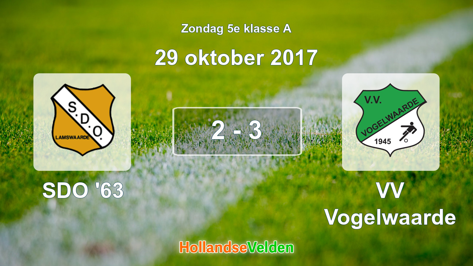 Gespeelde wedstrijd: SDO '63 - VV Vogelwaarde 2 - 3 (29 oktober 2017)