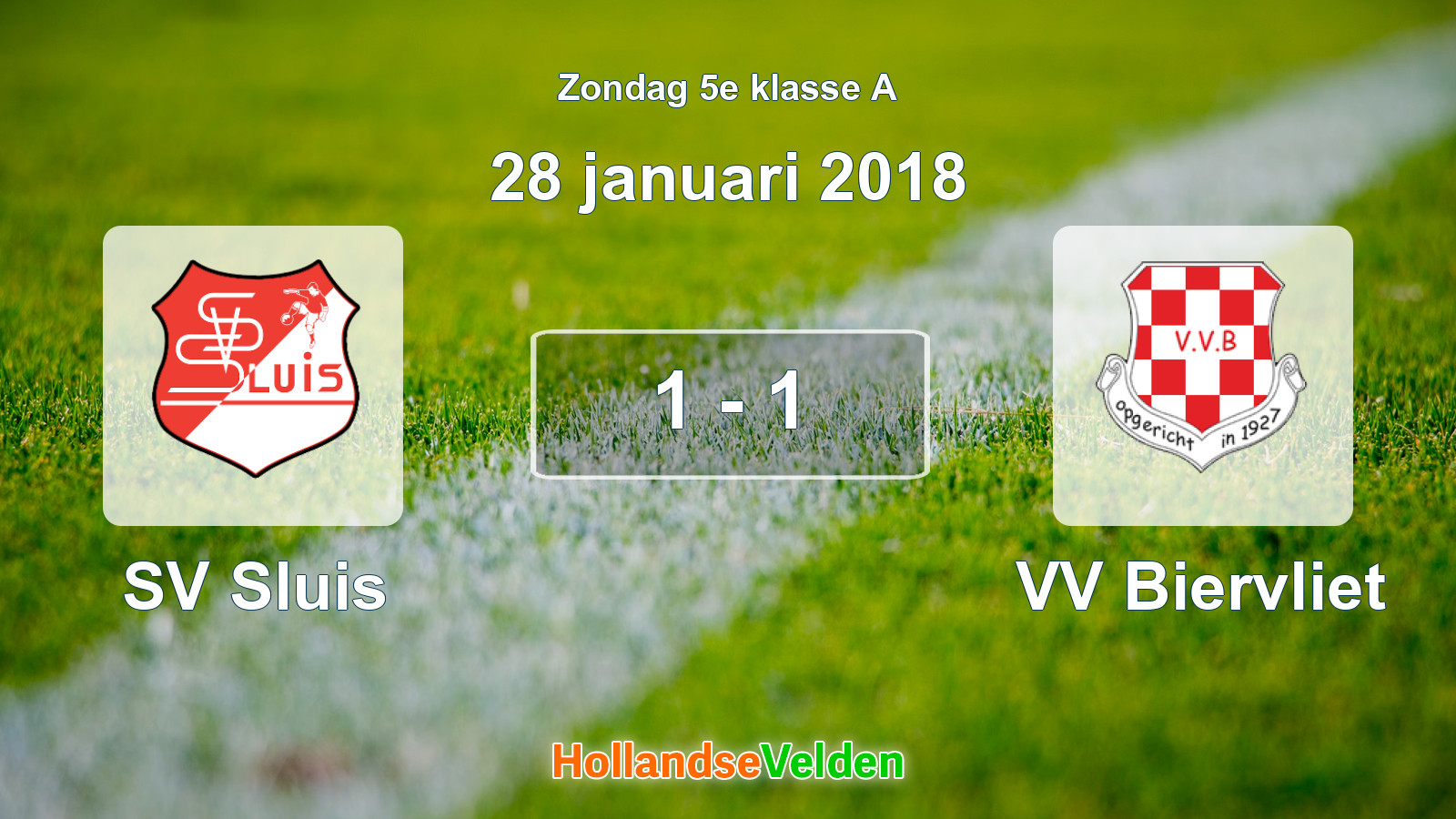 Gespeelde wedstrijd: SV Sluis - VV Biervliet 1 - 1 (28 januari 2018)