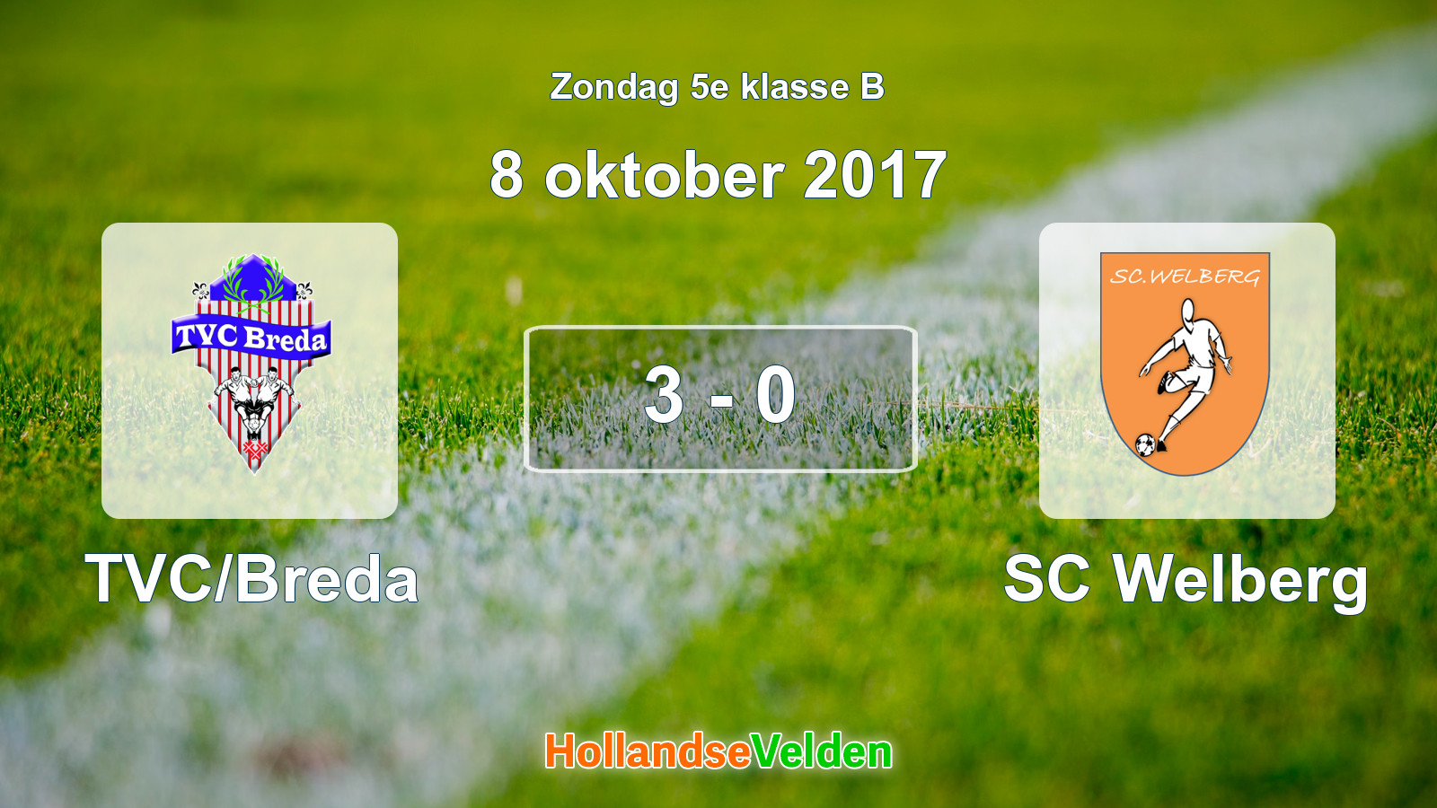 Gespeelde wedstrijd: TVC/Breda - SC Welberg 3 - 0 (8 oktober 2017)