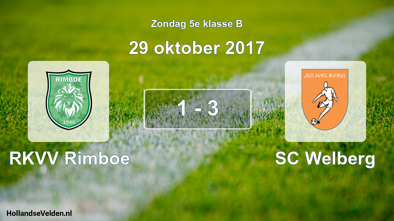 Gespeelde wedstrijd: RKVV Rimboe - SC Welberg 1 - 3 (29 oktober 2017)