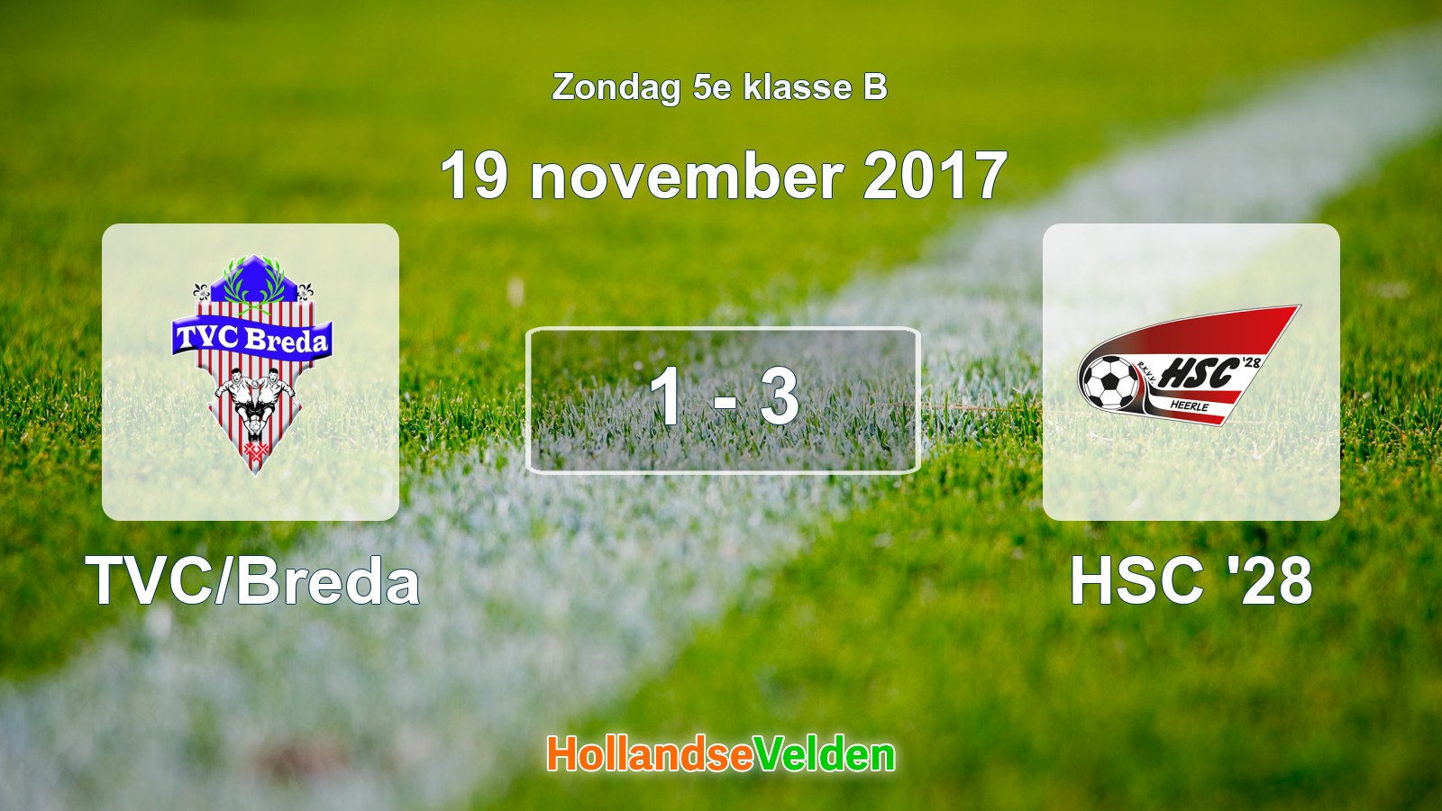Gespeelde wedstrijd: TVC/Breda - HSC '28 1 - 3 (19 november 2017)