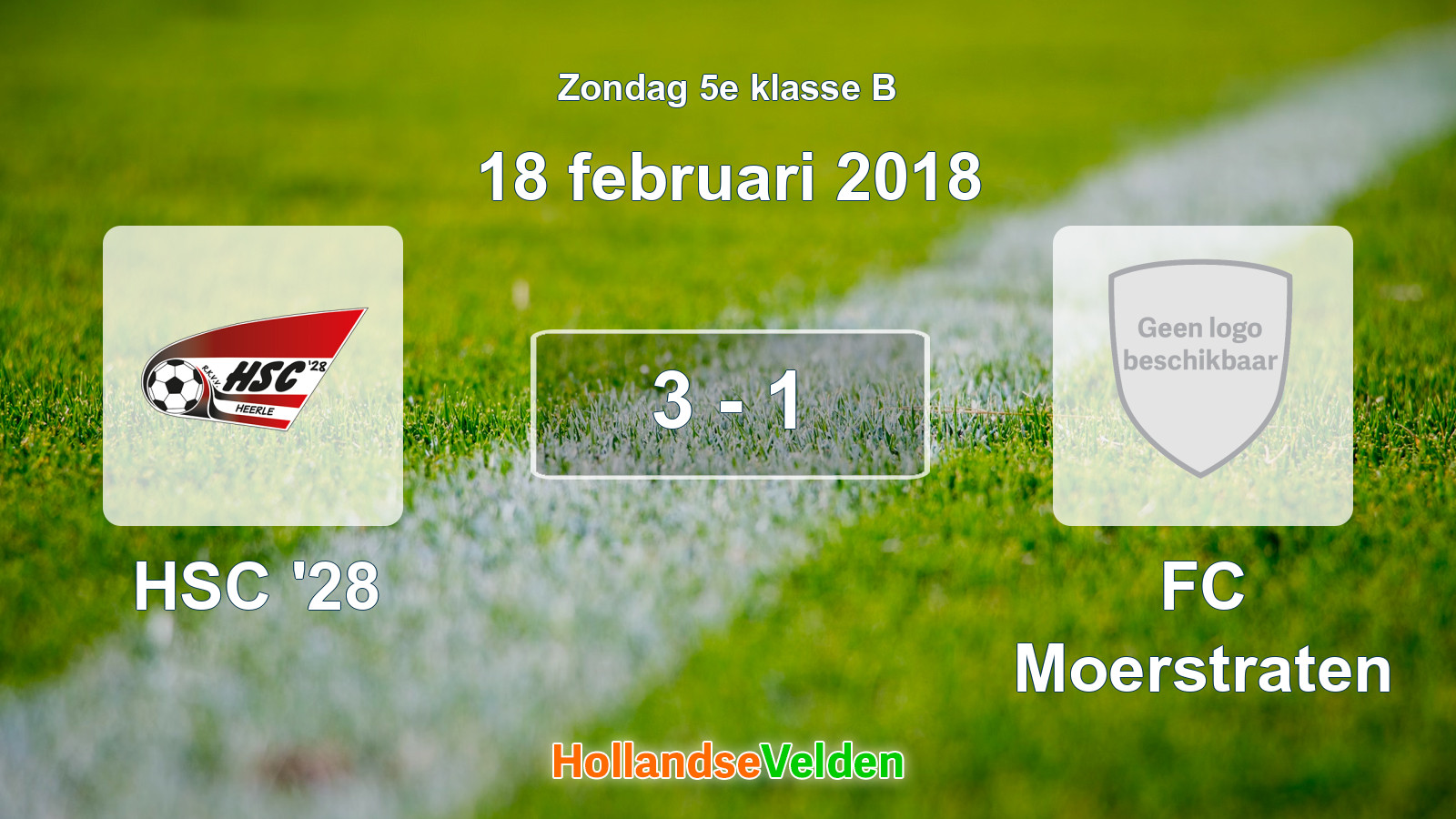 Gespeelde wedstrijd: HSC '28 - FC Moerstraten 3 - 1 (18 februari 2018)