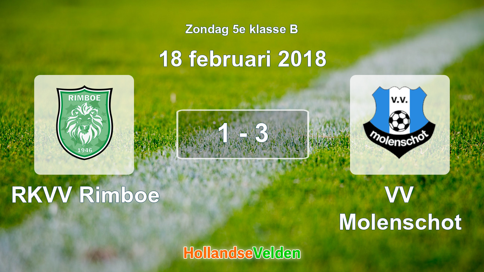 Gespeelde wedstrijd: RKVV Rimboe - VV Molenschot 1 - 3 (18 februari 2018)