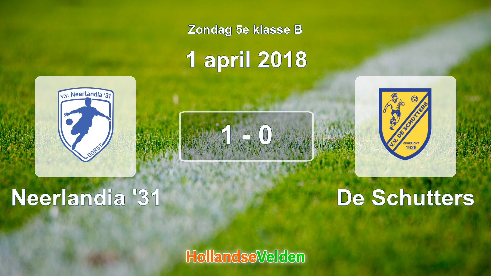 Gespeelde wedstrijd: Neerlandia '31 - De Schutters 1 - 0 (1 april 2018)