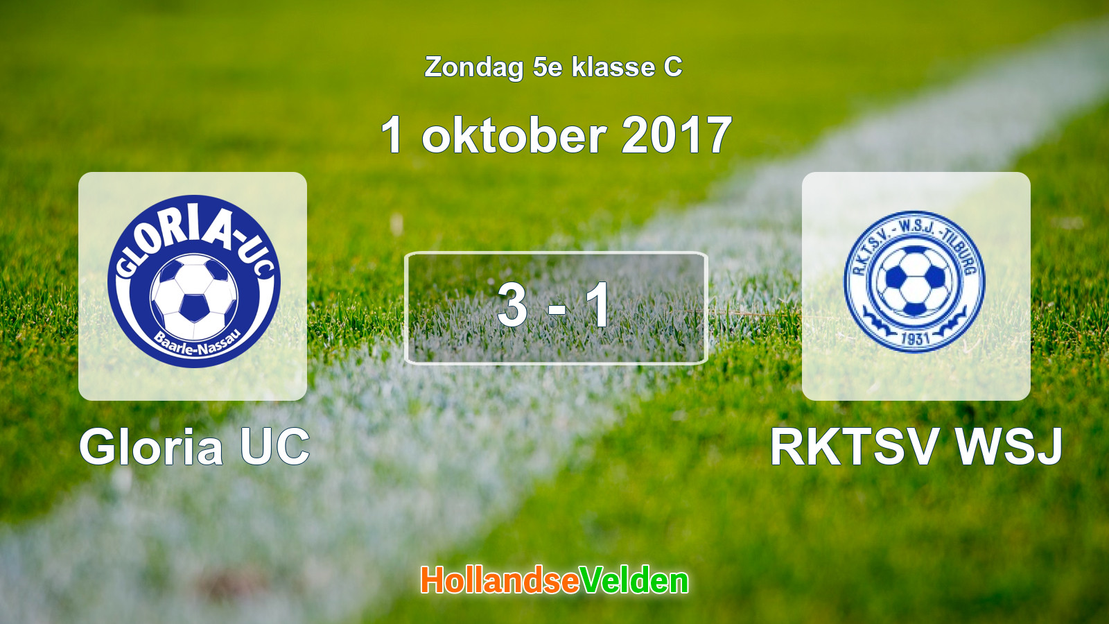 Gespeelde wedstrijd: Gloria UC - RKTSV WSJ 3 - 1 (1 oktober 2017)