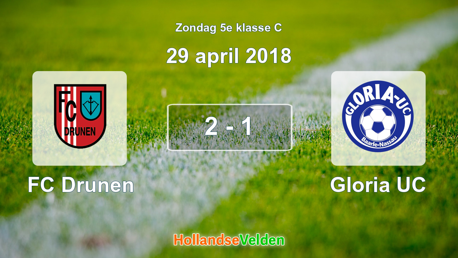 Gespeelde wedstrijd: FC Drunen - Gloria UC 2 - 1 (29 april 2018)