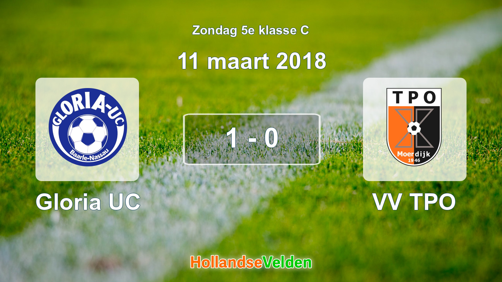 Gespeelde wedstrijd: Gloria UC - VV TPO 1 - 0 (11 maart 2018)