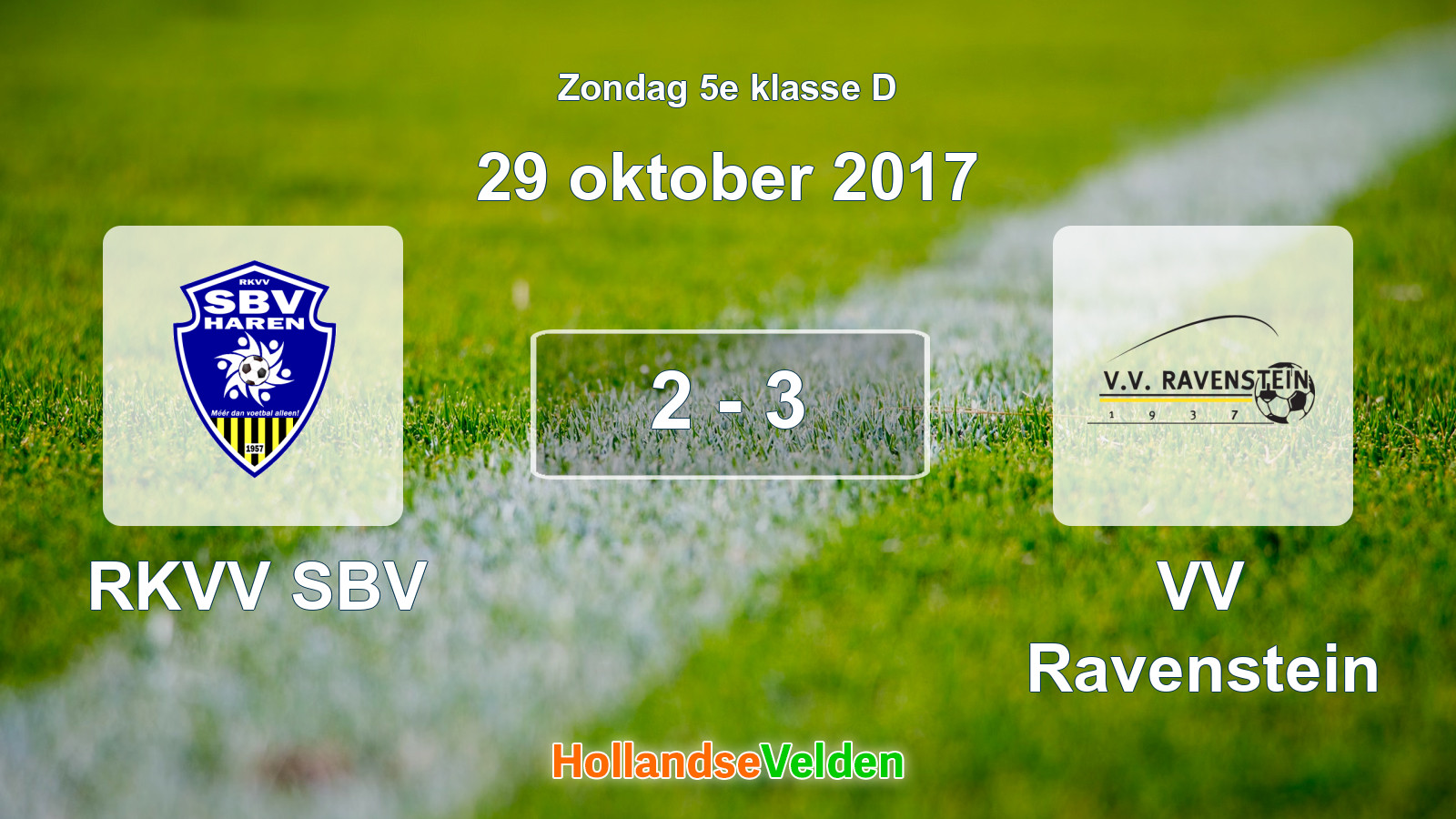 Gespeelde wedstrijd: RKVV SBV - VV Ravenstein 2 - 3 (29 oktober 2017)