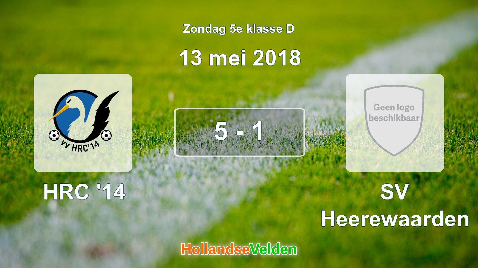 Gespeelde wedstrijd: HRC '14 - SV Heerewaarden 5 - 1 (13 mei 2018)