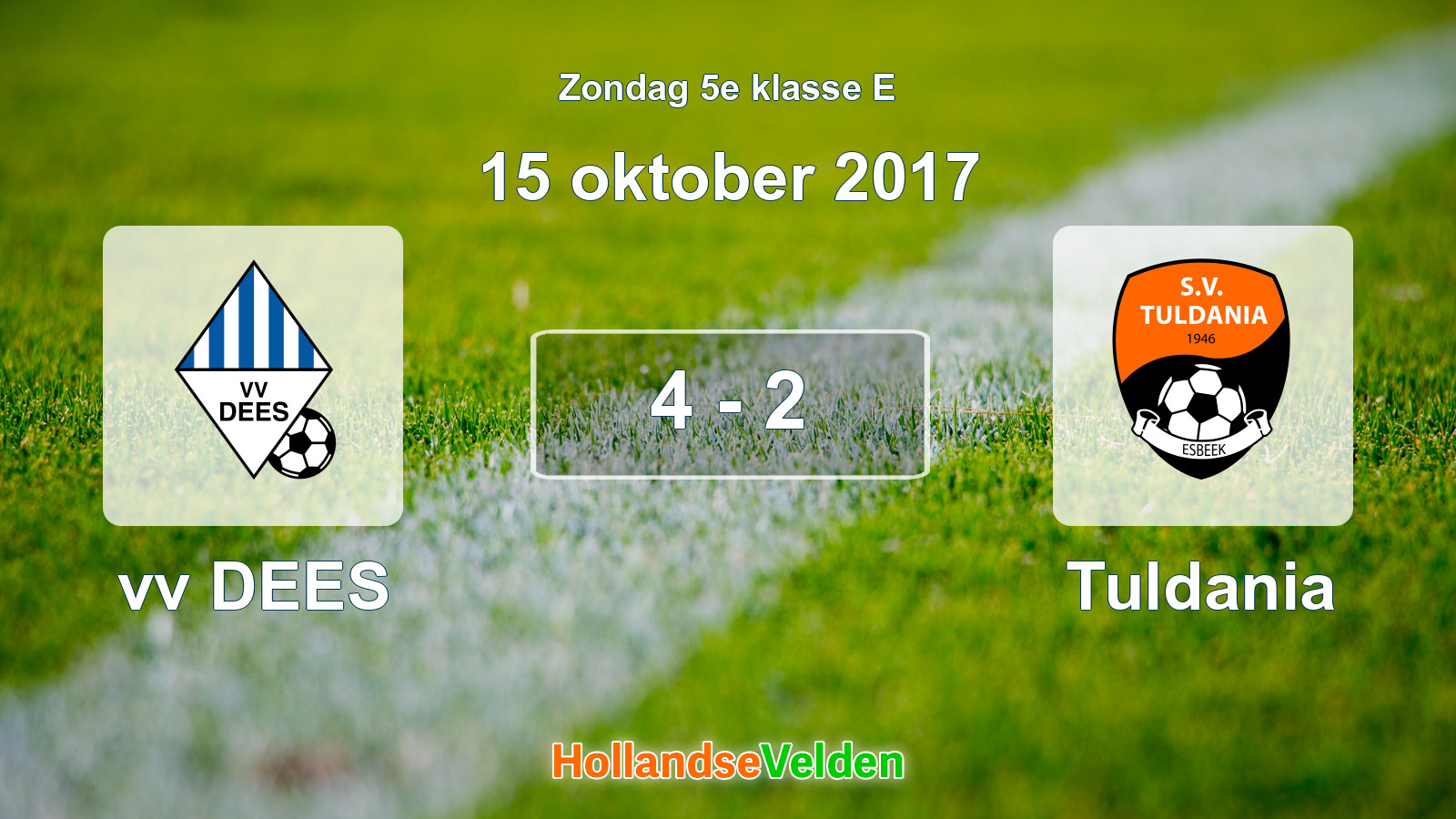 Gespeelde wedstrijd: vv DEES - Tuldania 4 - 2 (15 oktober 2017)