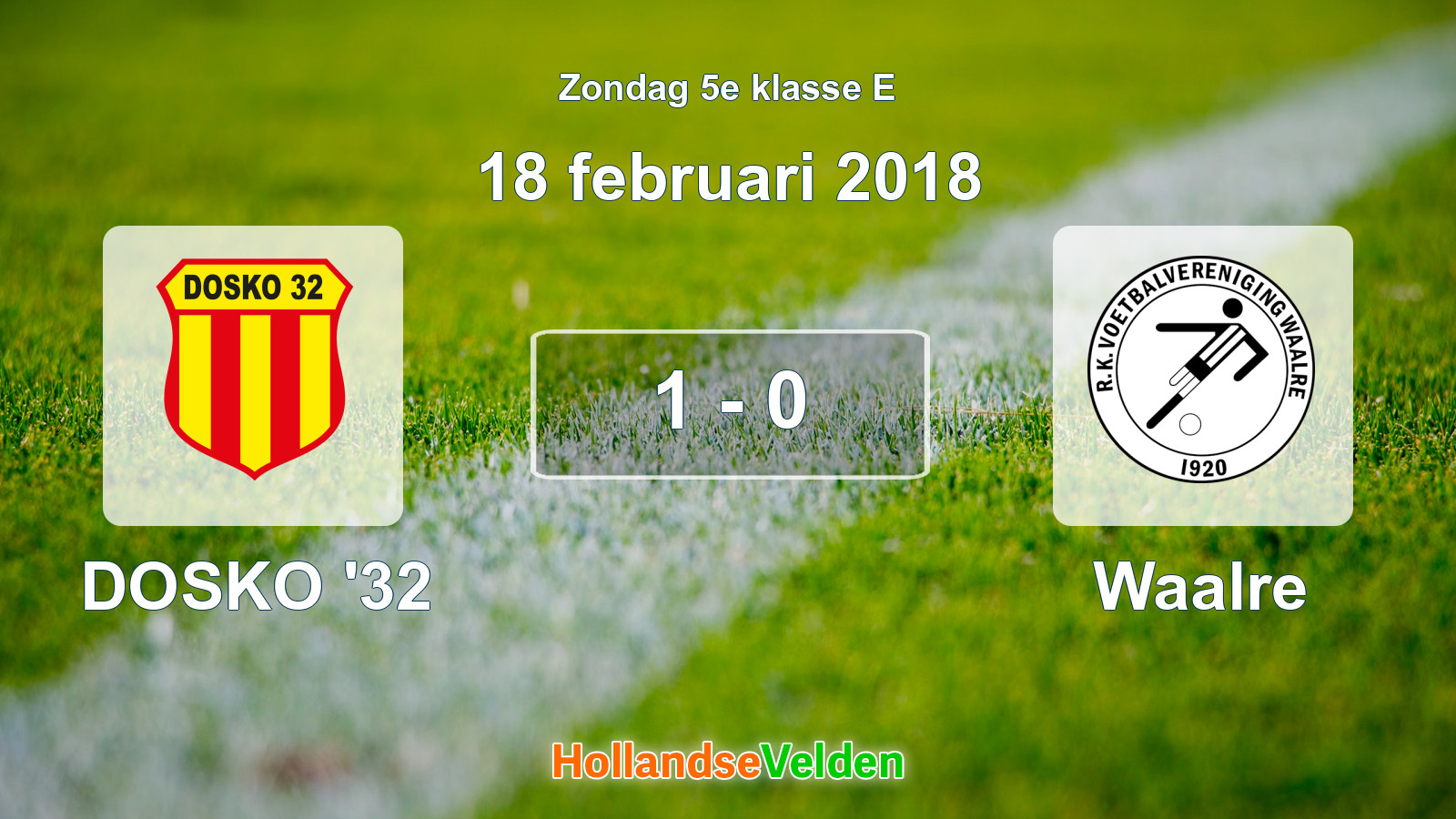Gespeelde wedstrijd: DOSKO '32 - Waalre 1 - 0 (18 februari 2018)