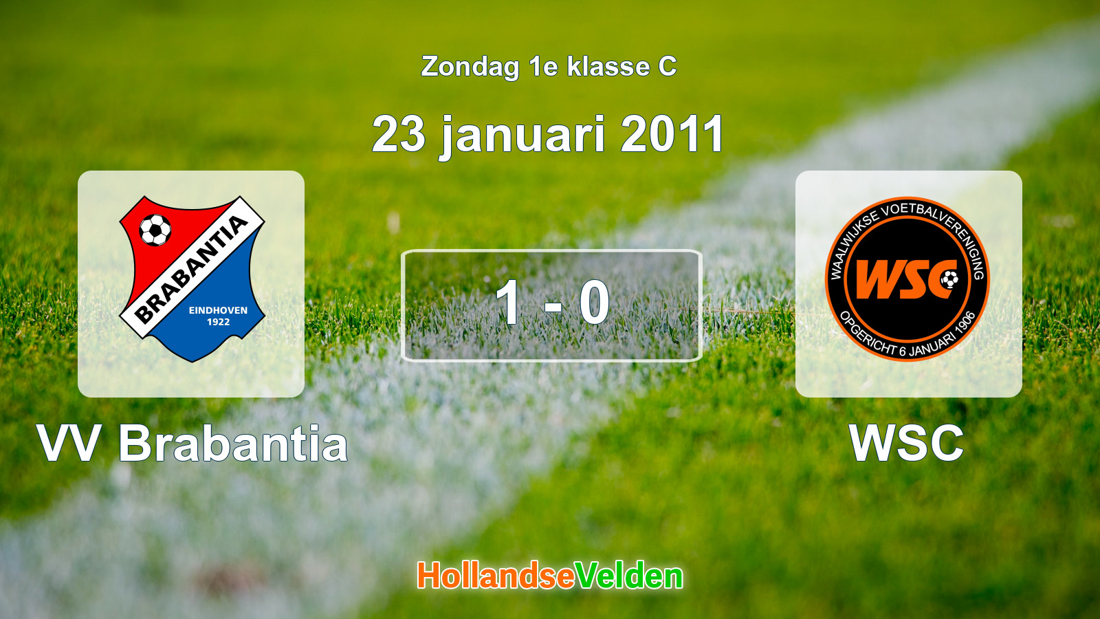 Gespeelde wedstrijd: VV Brabantia - WSC 1 - 0 (23 januari 2011)