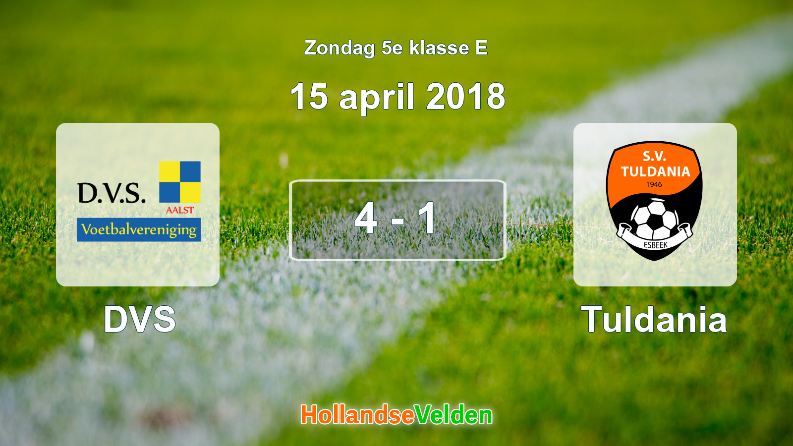 Gespeelde wedstrijd: DVS - Tuldania 4 - 1 (15 april 2018)
