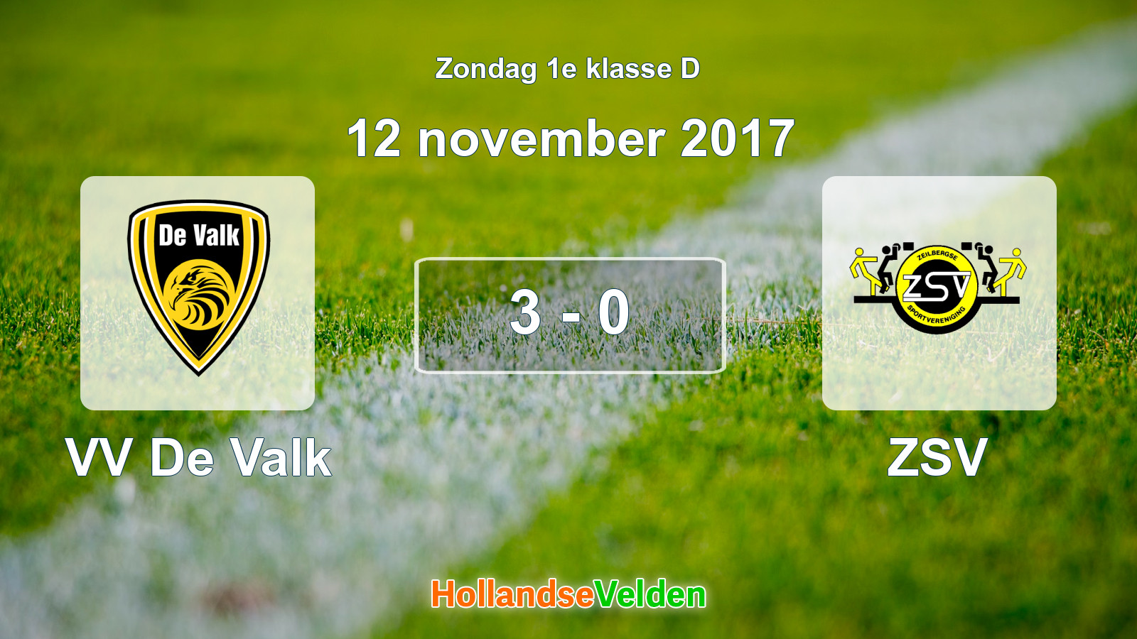 Gespeelde wedstrijd: VV De Valk - ZSV 3 - 0 (12 november 2017)